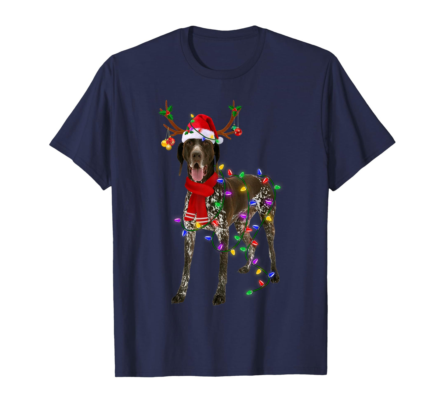 German Shorthaired Pointer Dog Tree Christmas Lights Pajama T-Shirt