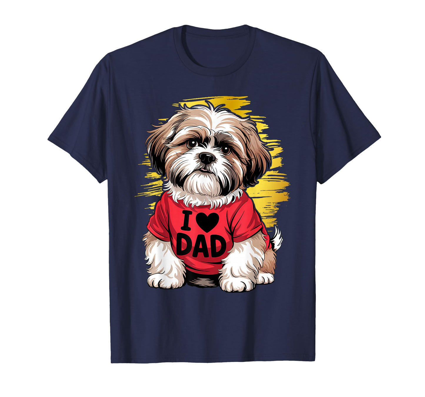 I Love Dad Tattoo Shih Tzu Dad Funny Father's Day T-Shirt