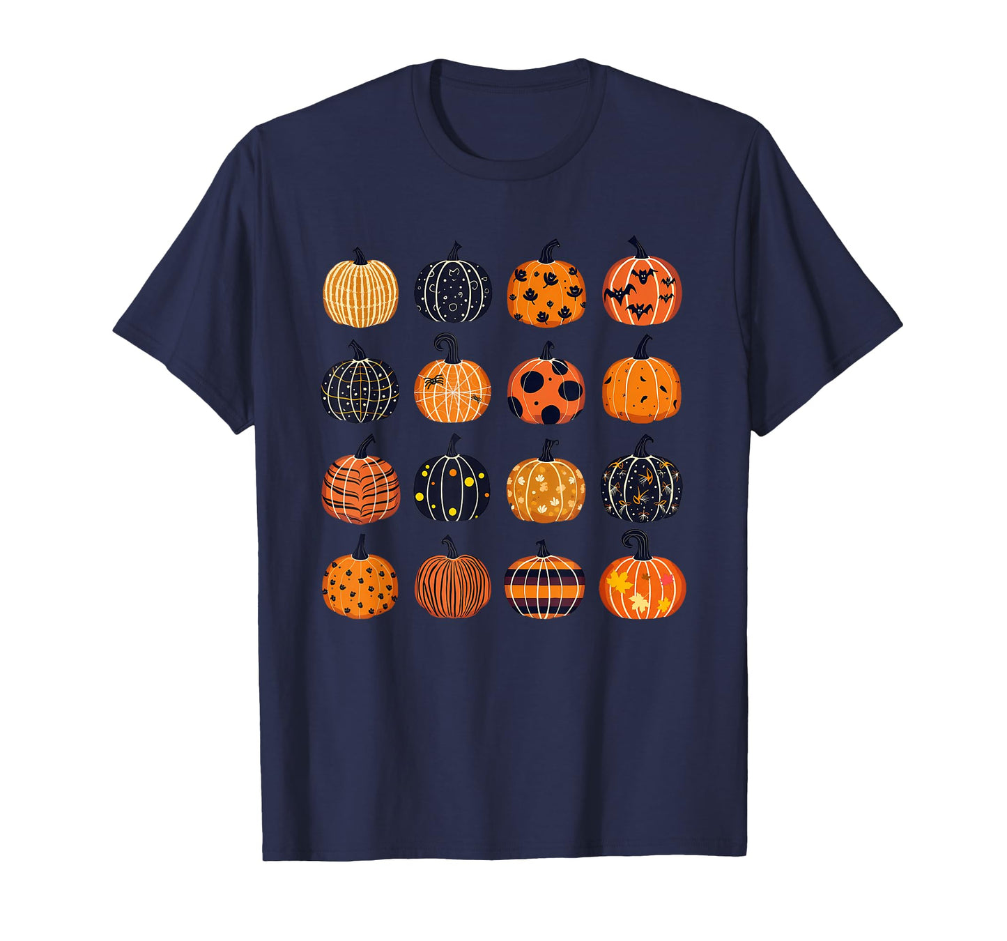 Folk Art Pumpkins Teacher Nurses Admin Witch Halloween Cute T-Shirt