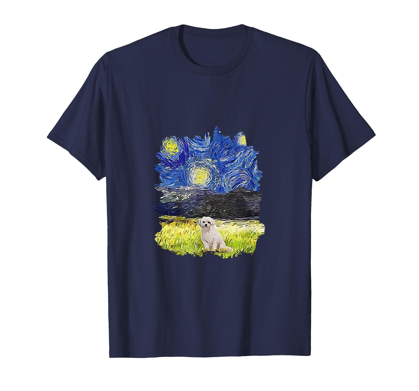 Starry Night Impressionist - Dog Art Coton de Tulear T-Shirt for Men Women Kids