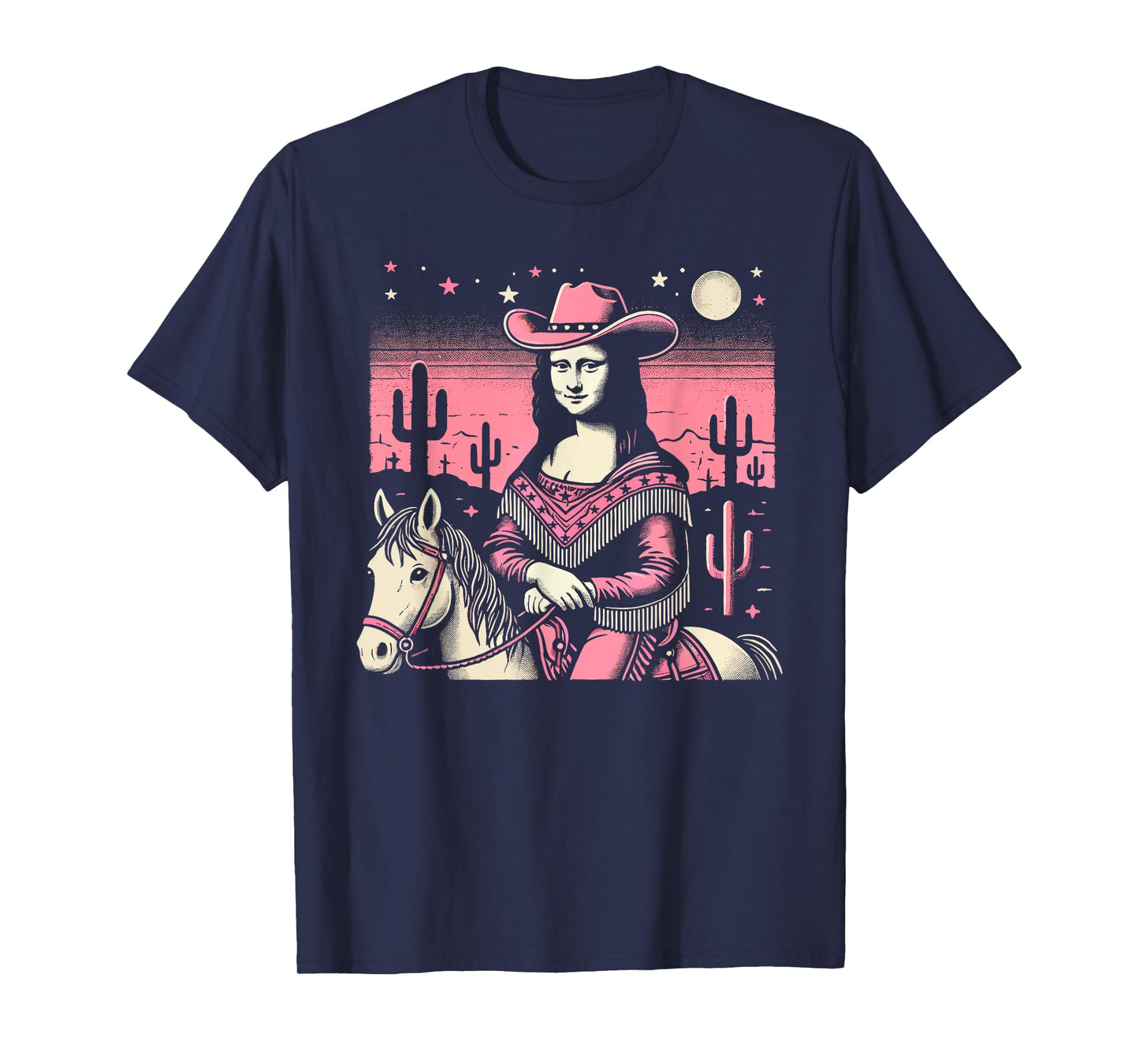 Pink Cowboy Cowgirl Mona Lisa Country Western Pink Cowgirl T-Shirt