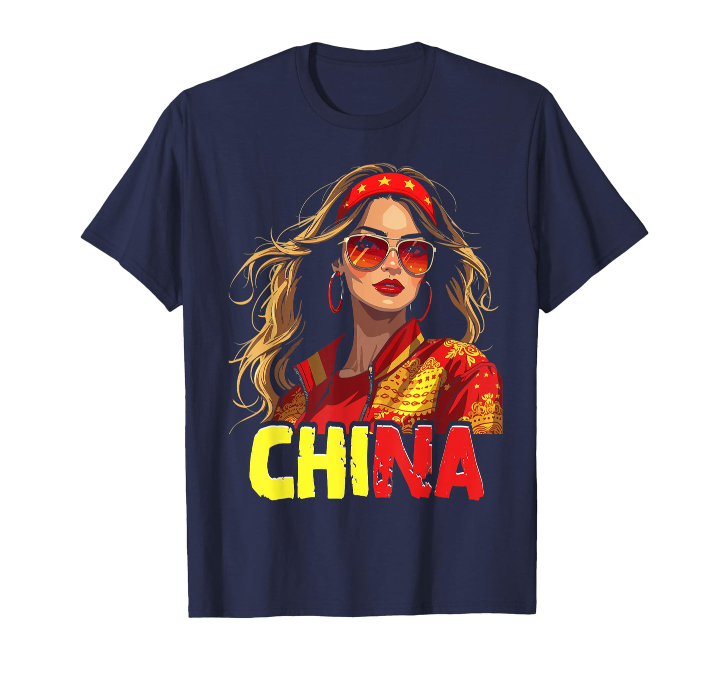 China Flag Woman Sunglasses Girl China T-Shirt
