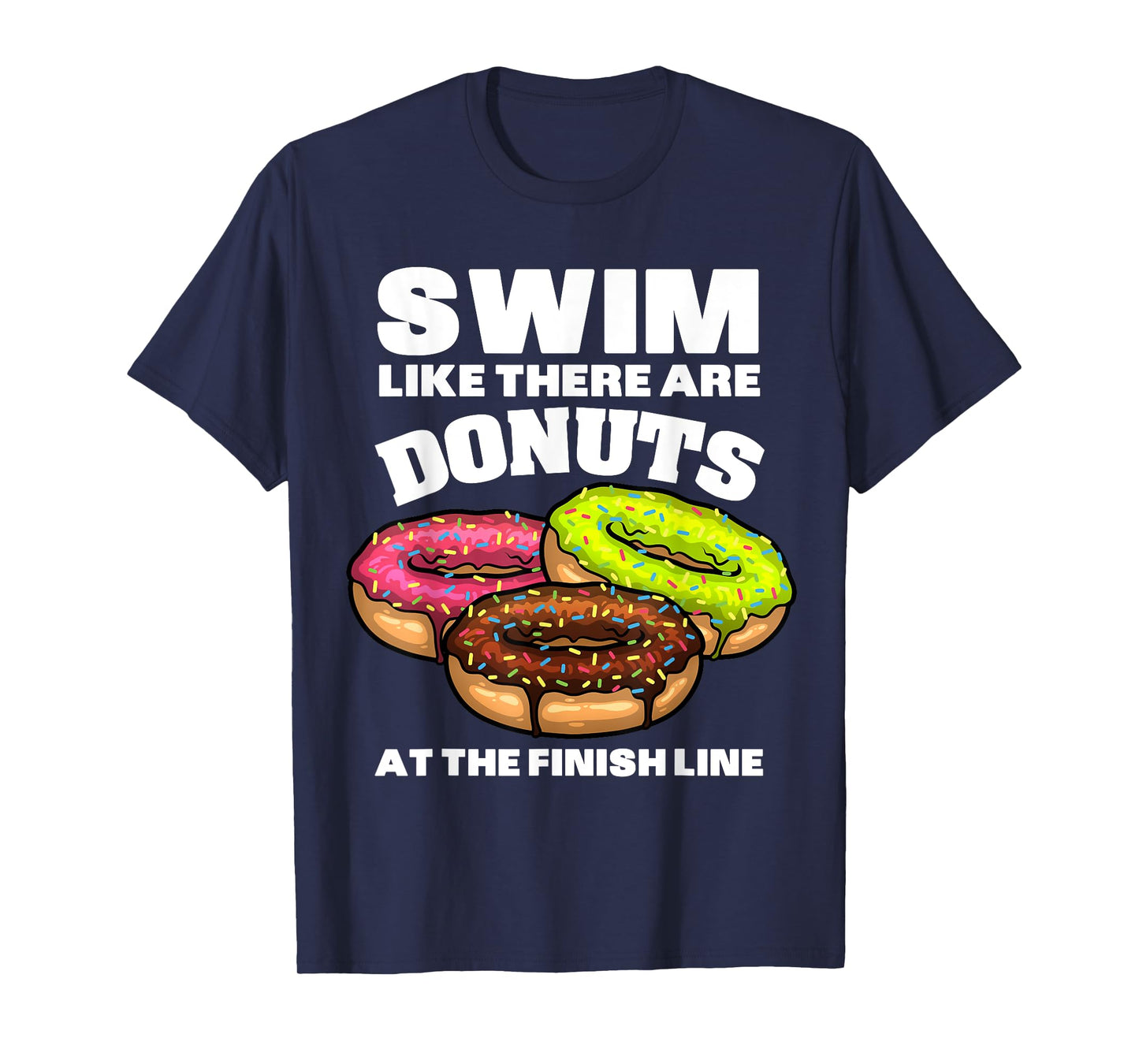 Funny Swimming Donut Design Men Women Swimmer Sports Athlete T-Shirt