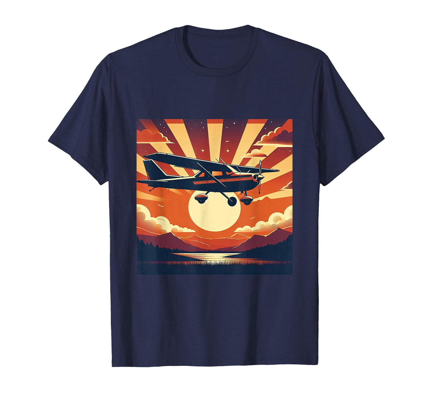 C-172 Skyhawk Vintage C172 Airplane Retro Sunset Pilot T-Shirt