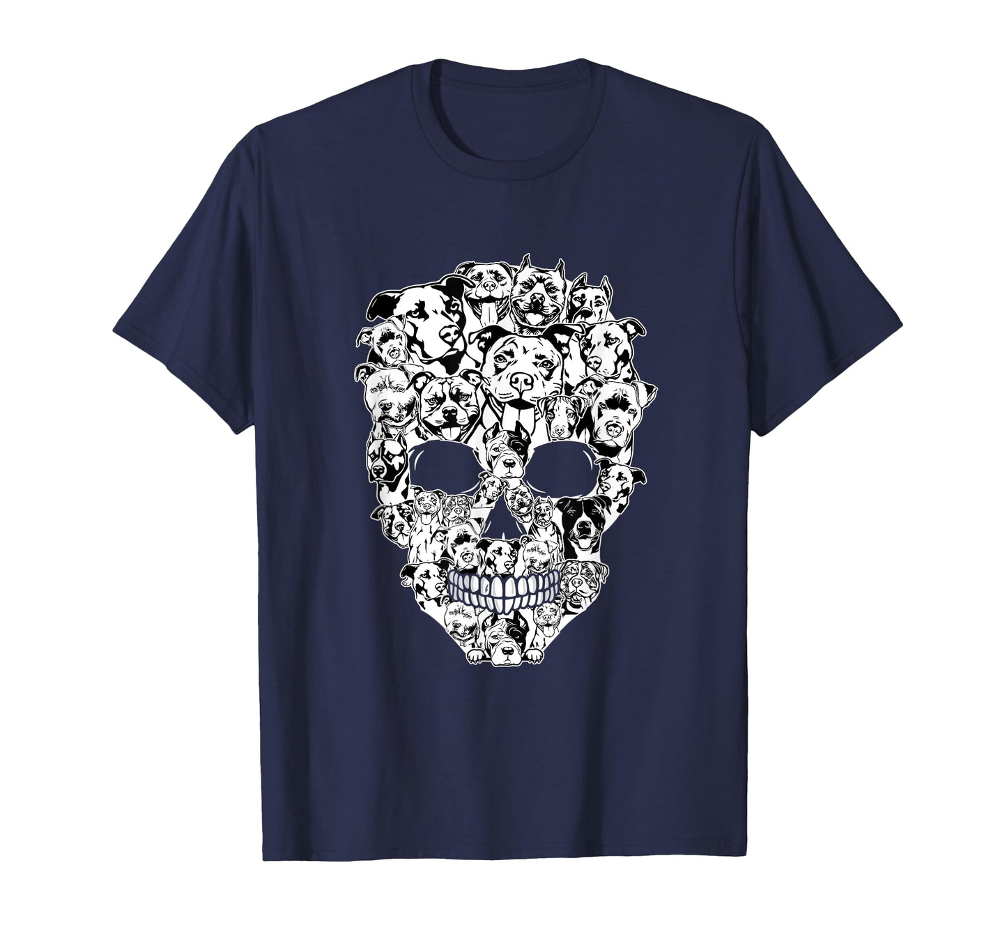 Funny Pitbull Skull Dog Skeleton Halloween T-Shirt for Men Women Kids