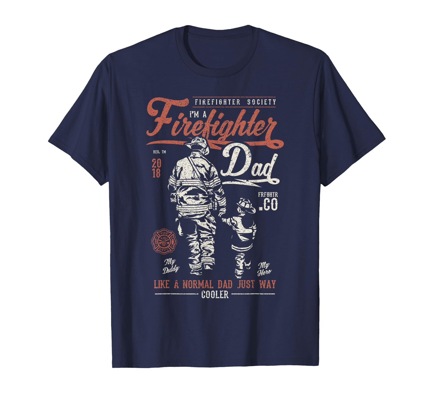 Distressed Firefighter Dad Shirt Men Fathers Day Fireman T-Shirt