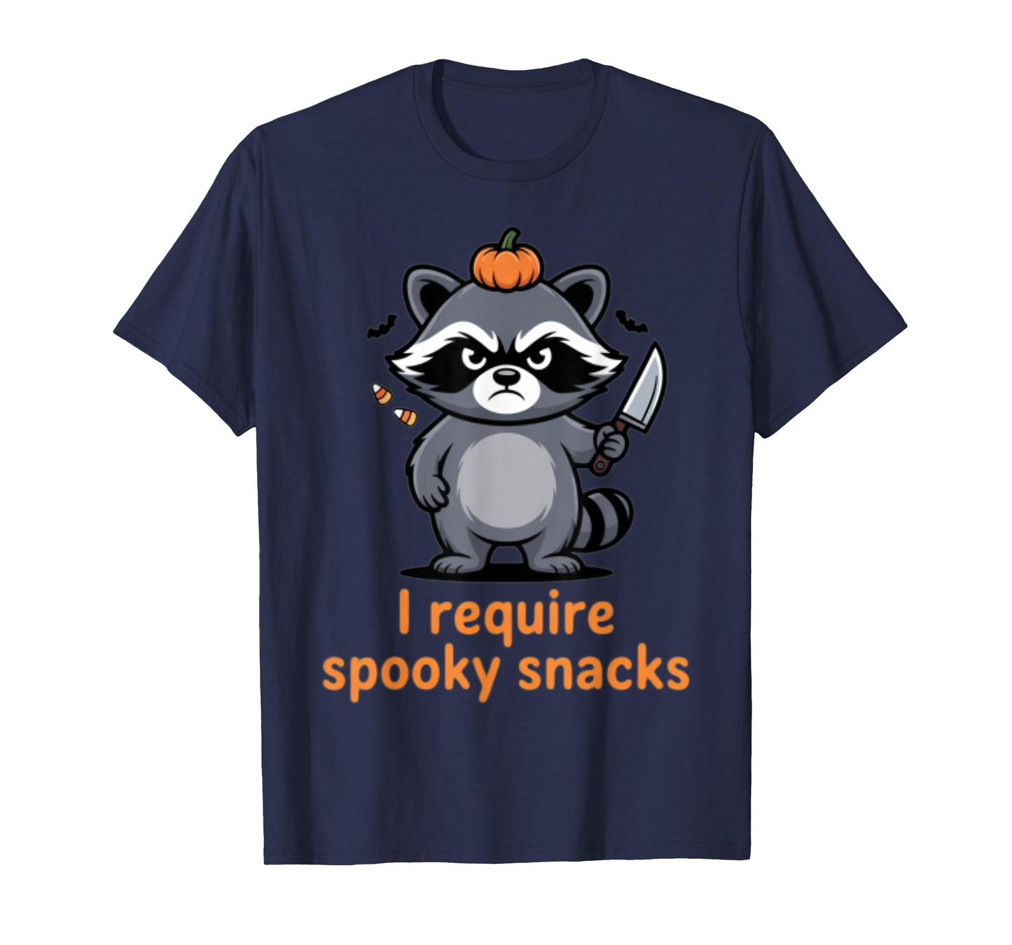 I Require Spooky Snacks Angry Raccoon Halloween T-Shirt