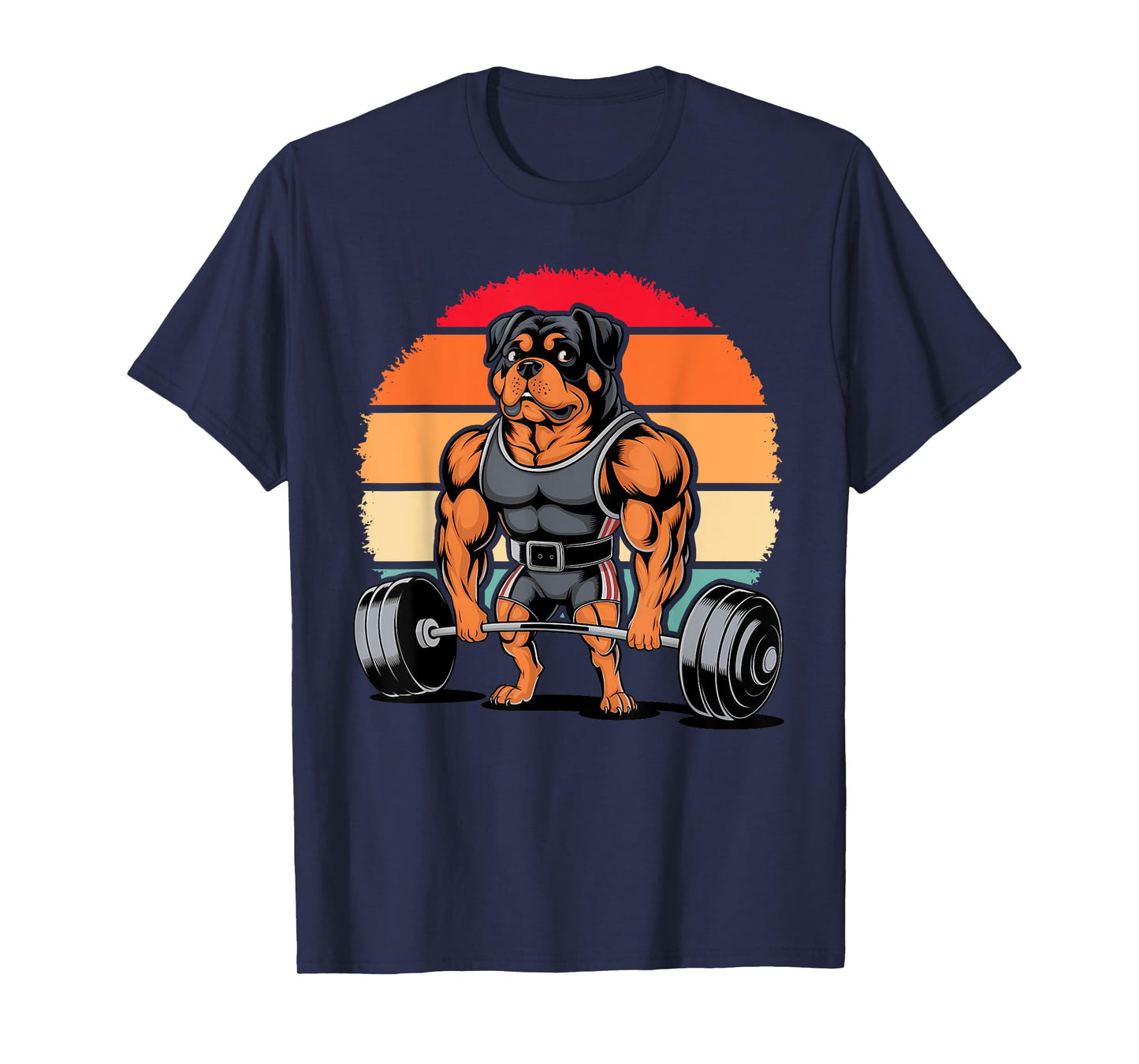 Muscle Rottweiler Dog Deadlifting Gym Weightlifting Workout T-Shirt