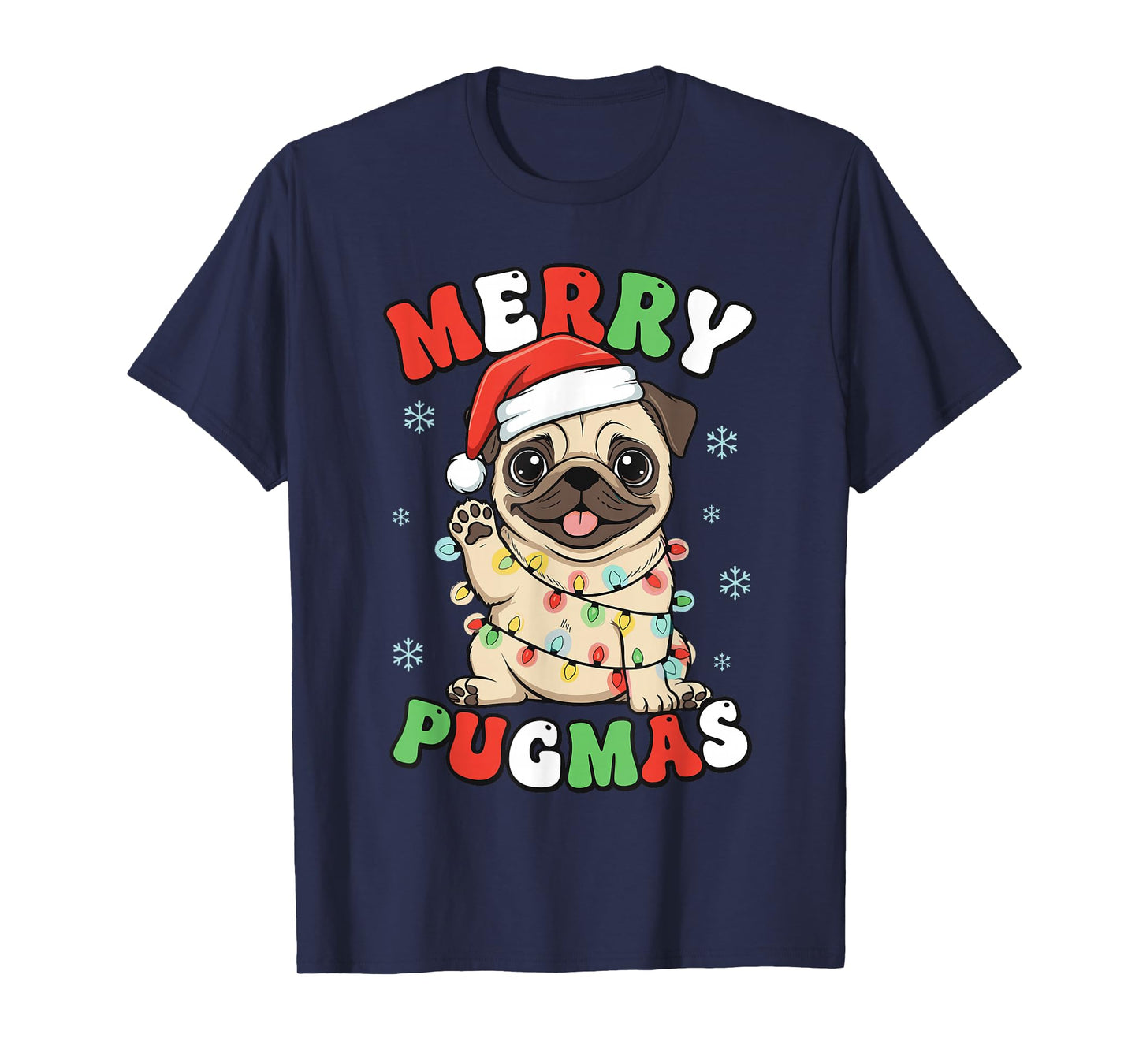 Pug Christmas Pajamas Shirt for Women, Funny Merry Pugmas T-Shirt