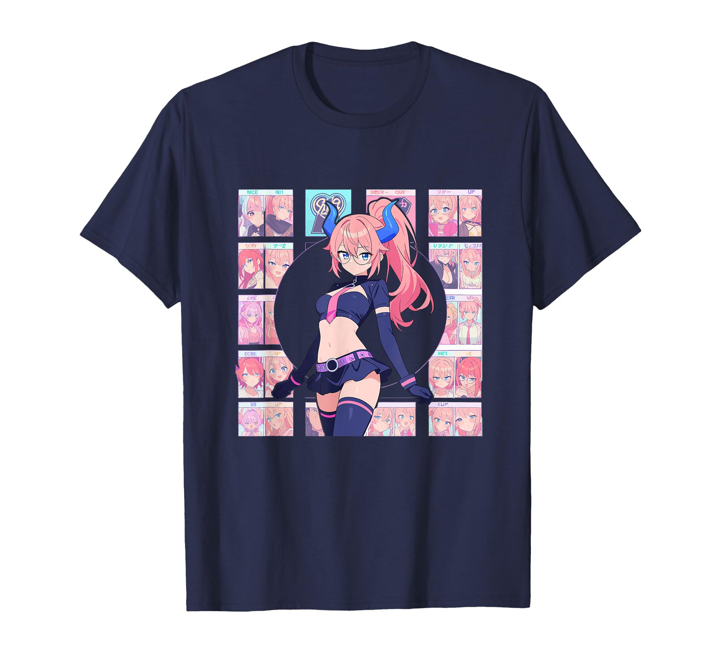 Waifu Sexy Anime Girl Horns Mini Skirt Japanese Retro Art T-Shirt