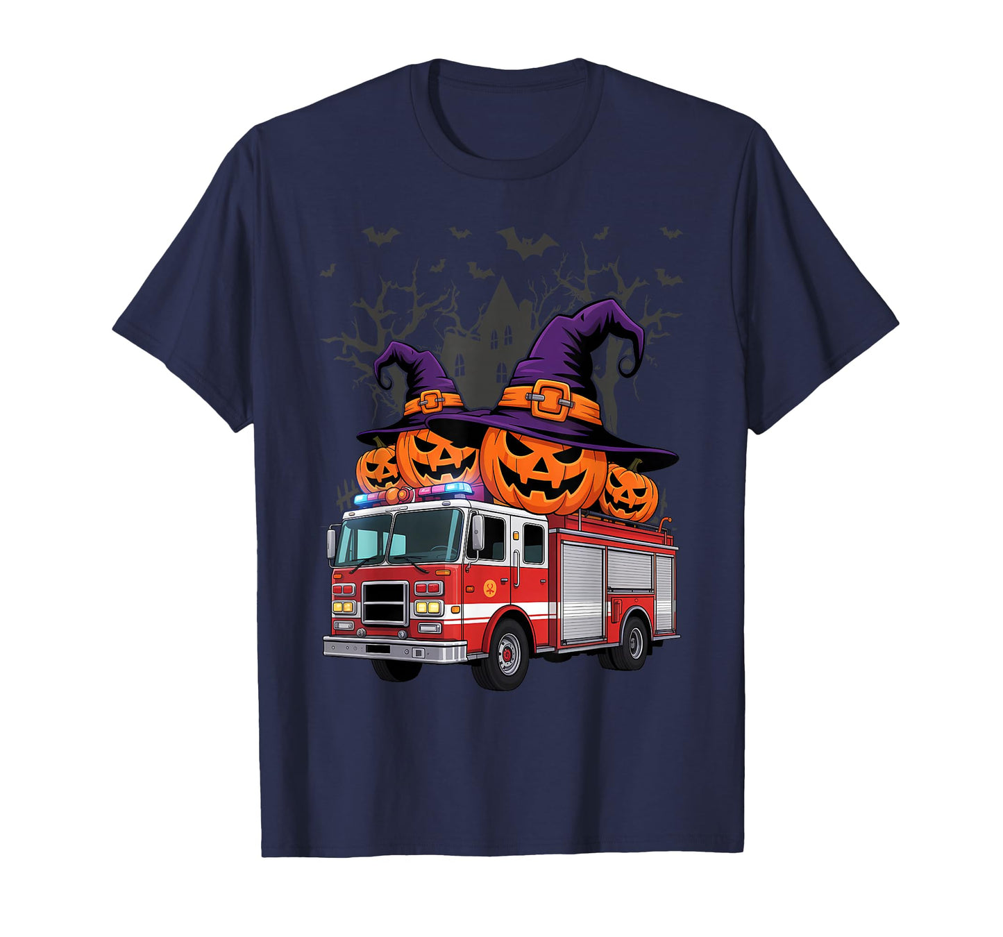 Kids Firetruck Pumpkin Firefighter Toddler Boys Halloween T-Shirt