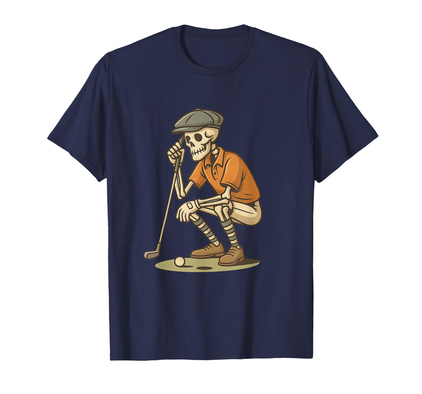 Skeleton Golfer Halloween Art, Funny Spooky Golf Design T-Shirt