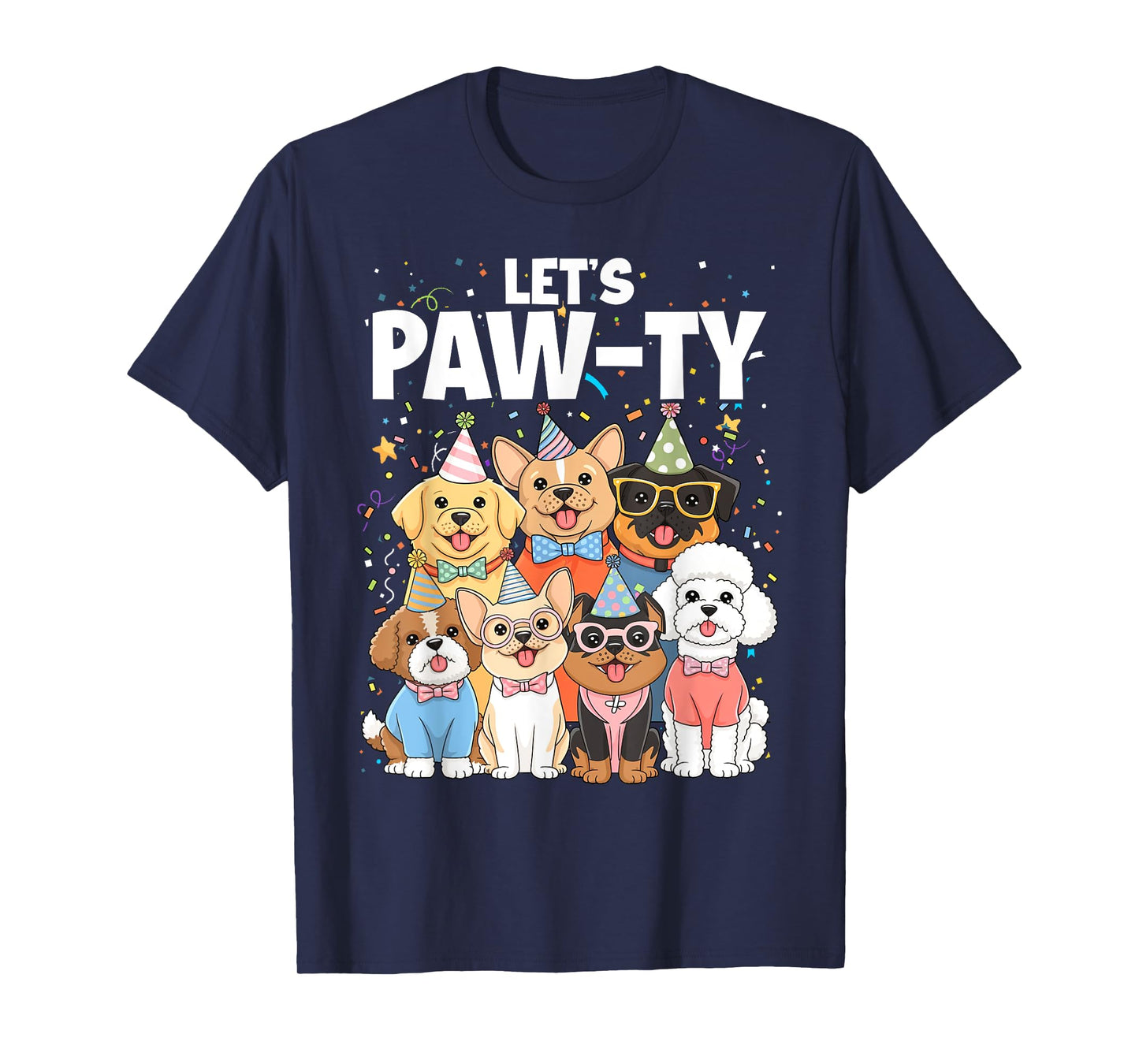 Dog Mom Birthday Dog Bday Boy Girl Let's Pawty Birthday T-Shirt