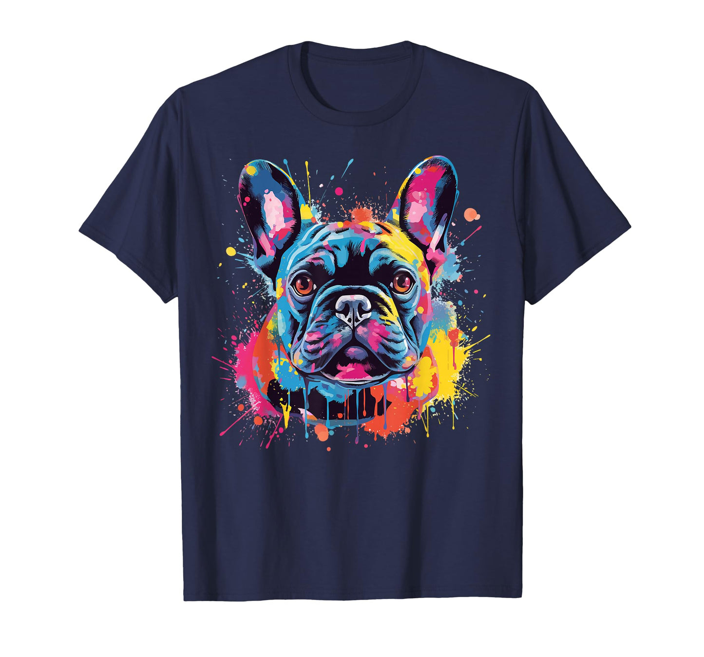 Colorful French Bulldog Dog Splash Art T-Shirt