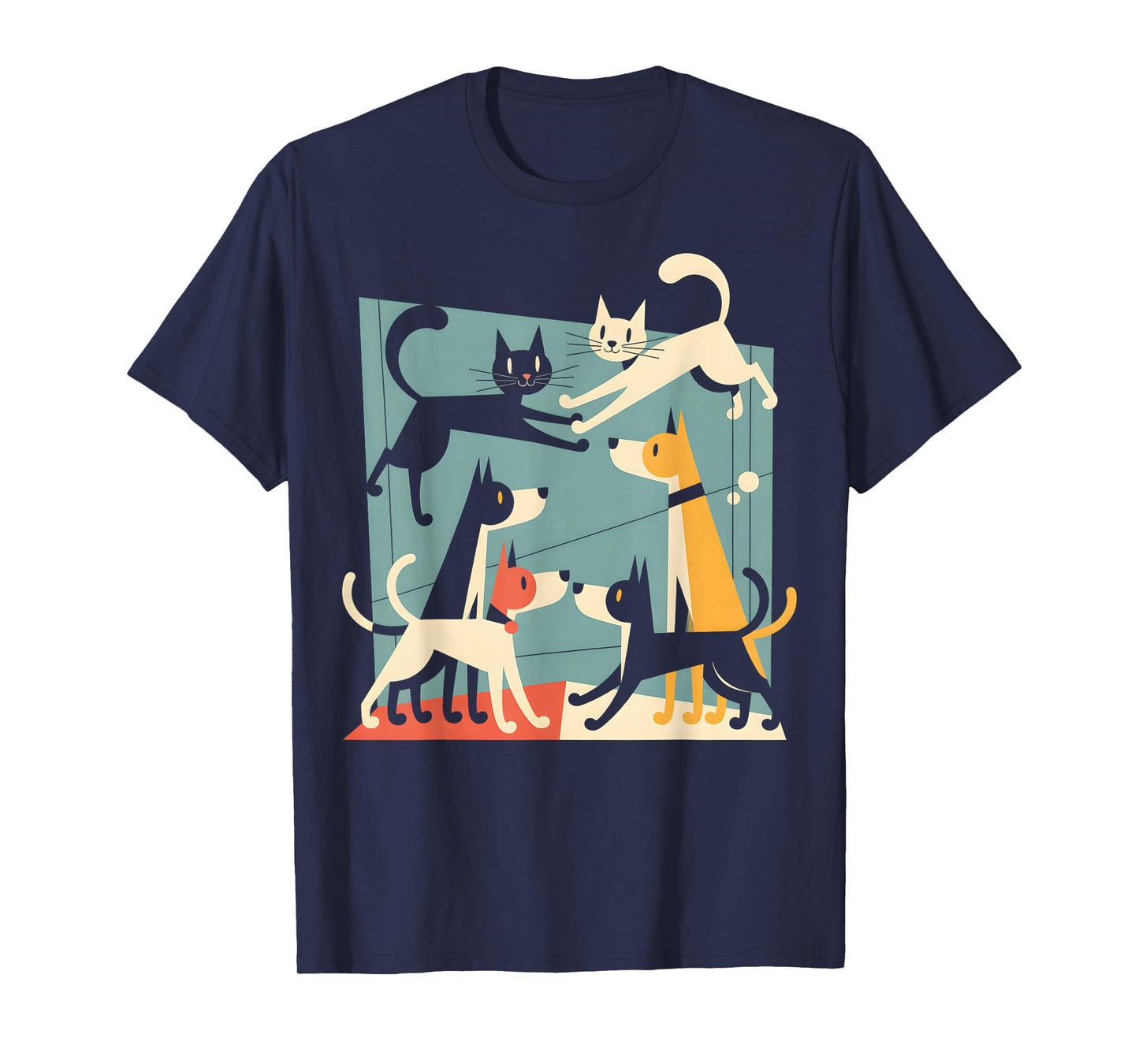 Retro Mid-Century Modern Dogs Cats 50s 60s Style T-Shirt