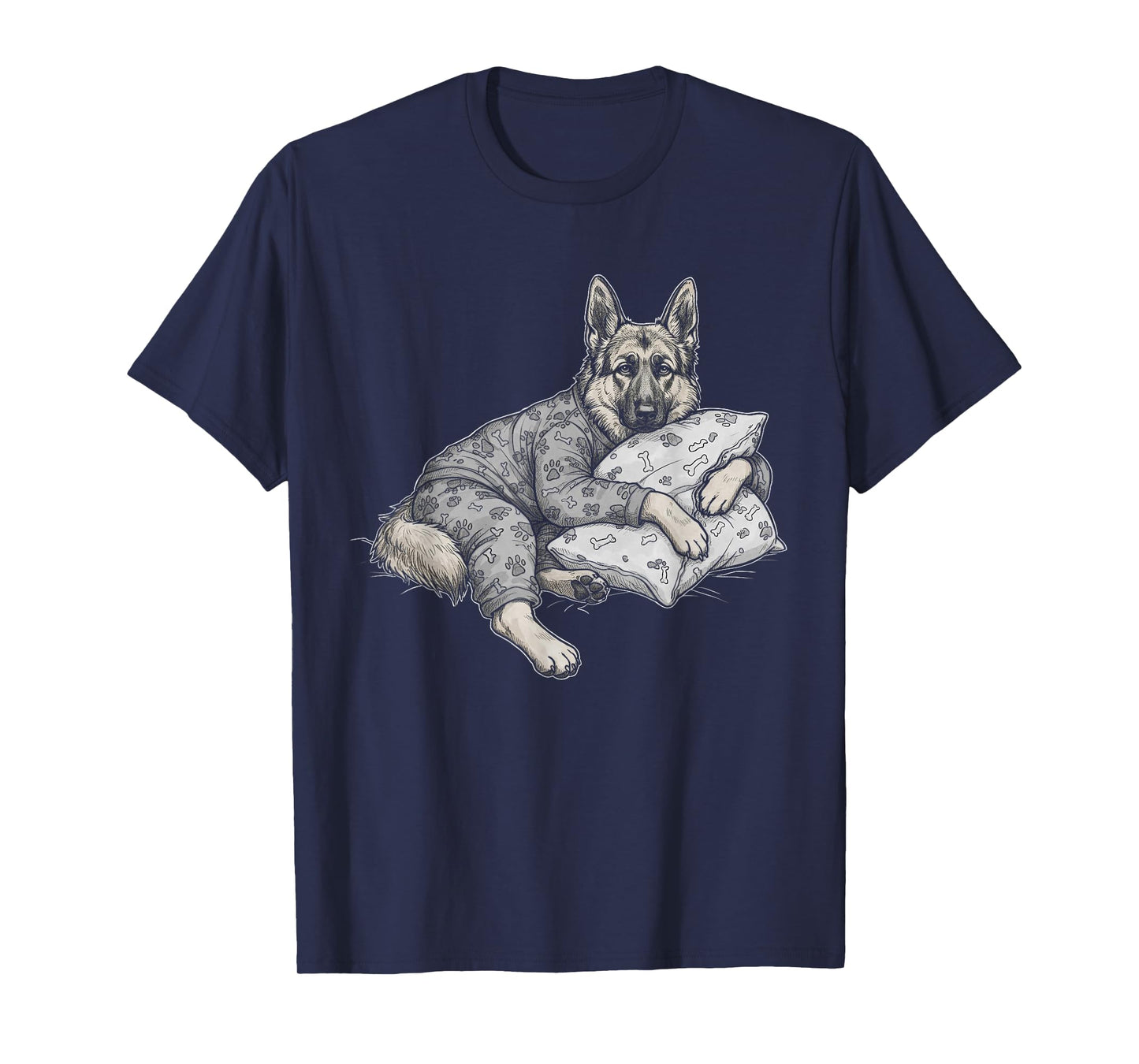 Funny Sleepy German Shepherd Dog Pajama Men Women Kids GSD T-Shirt