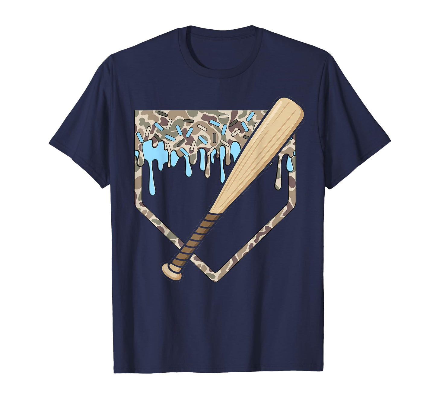 Baseball Drip Camo Baseball Home Plate Bat Boys Sports T-Shirt