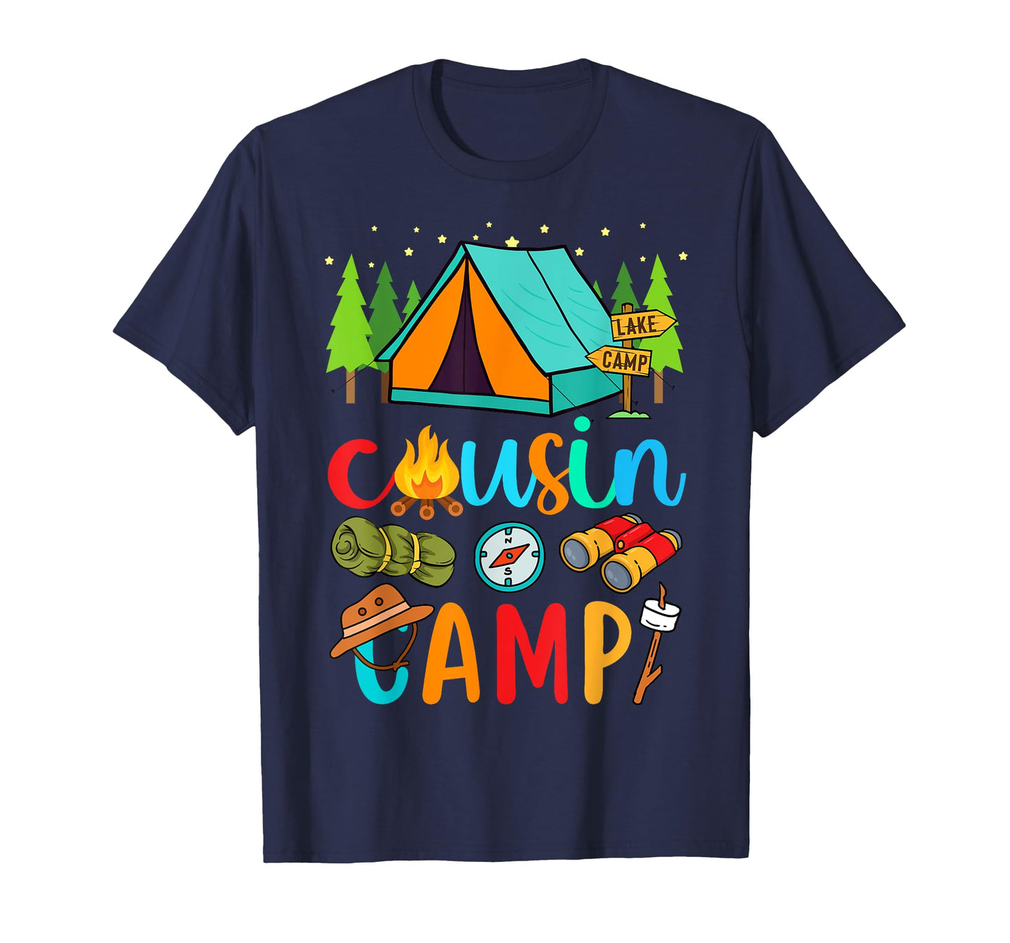 Funny Cousin Camp 2025 Family Vacation Summer Camping Crew T-Shirt