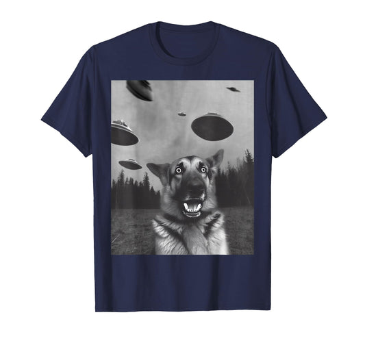 "Shep's Selfie" Funny German Shepherd Selfie with UFO T-Shirt