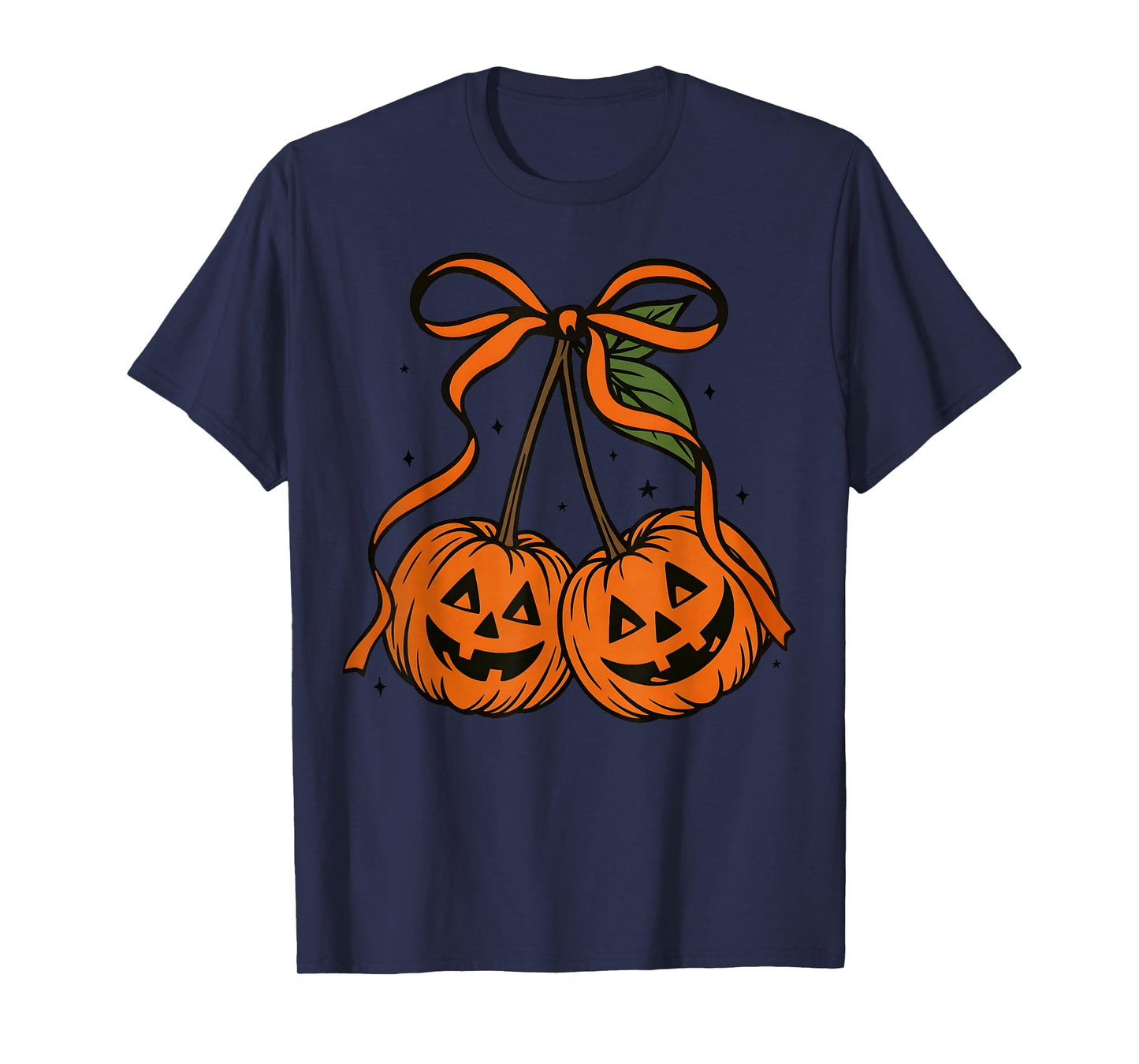 Coquette Pumpkin Cheeries Bow Halloween Fall Autumn Women T-Shirt