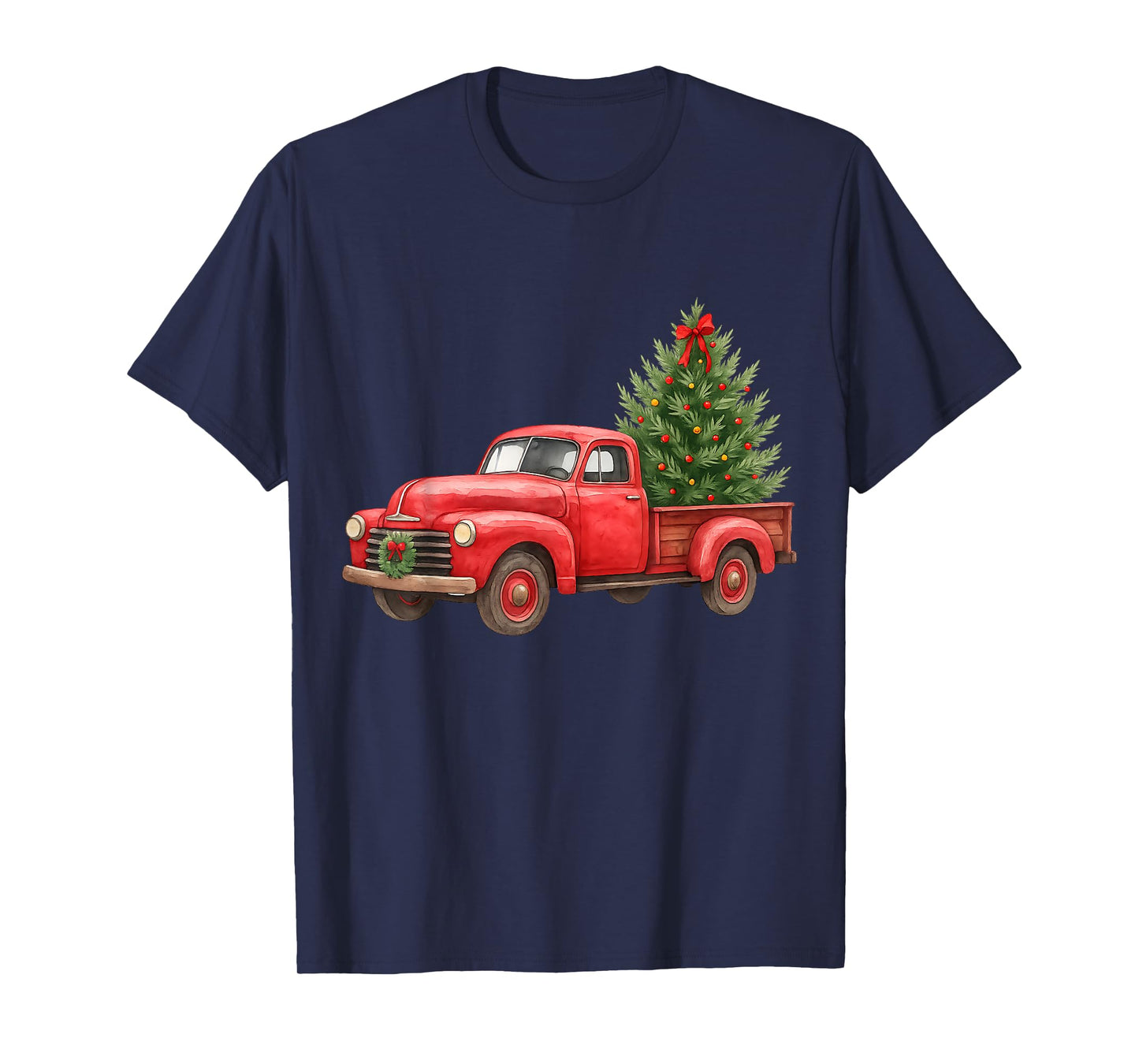 Vintage Red Truck Christmas Tree Winter Season T-Shirt