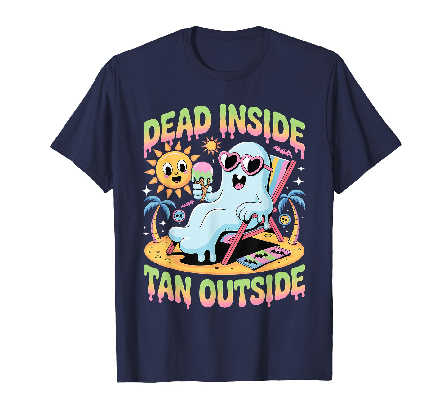 Dead Inside Tan Outside Funny Ghost Summerween T-Shirt