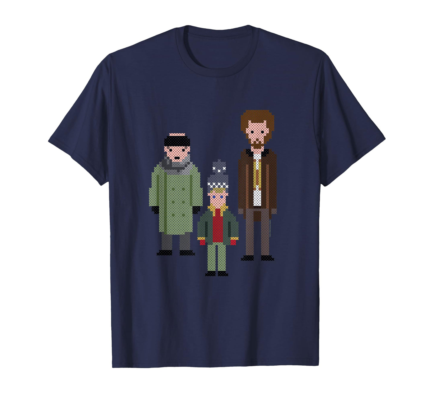 20th Century Studios Home Alone Kevin and the Wet Bandits Cross-Stitch Pattern Unisex T-Shirt, Blue, Small