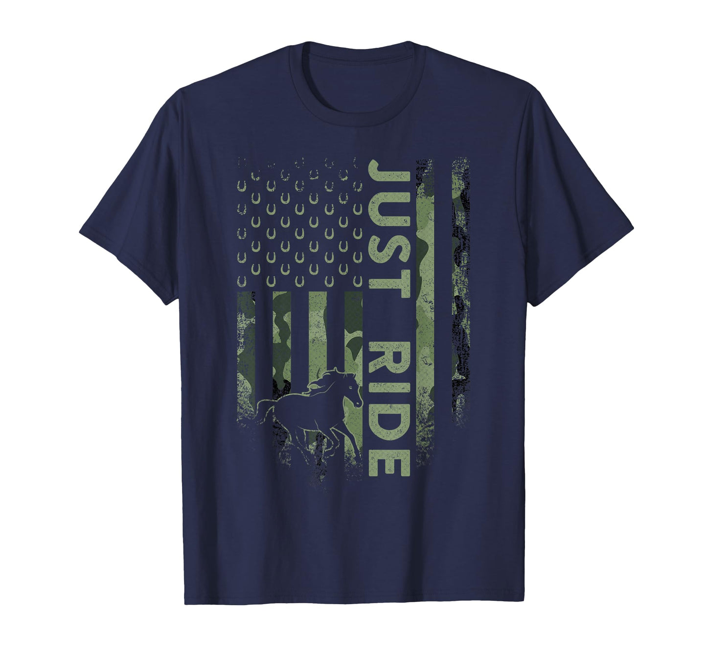 Vintage USA Camouflage Just Ride Horse, Horseback Riding T-Shirt
