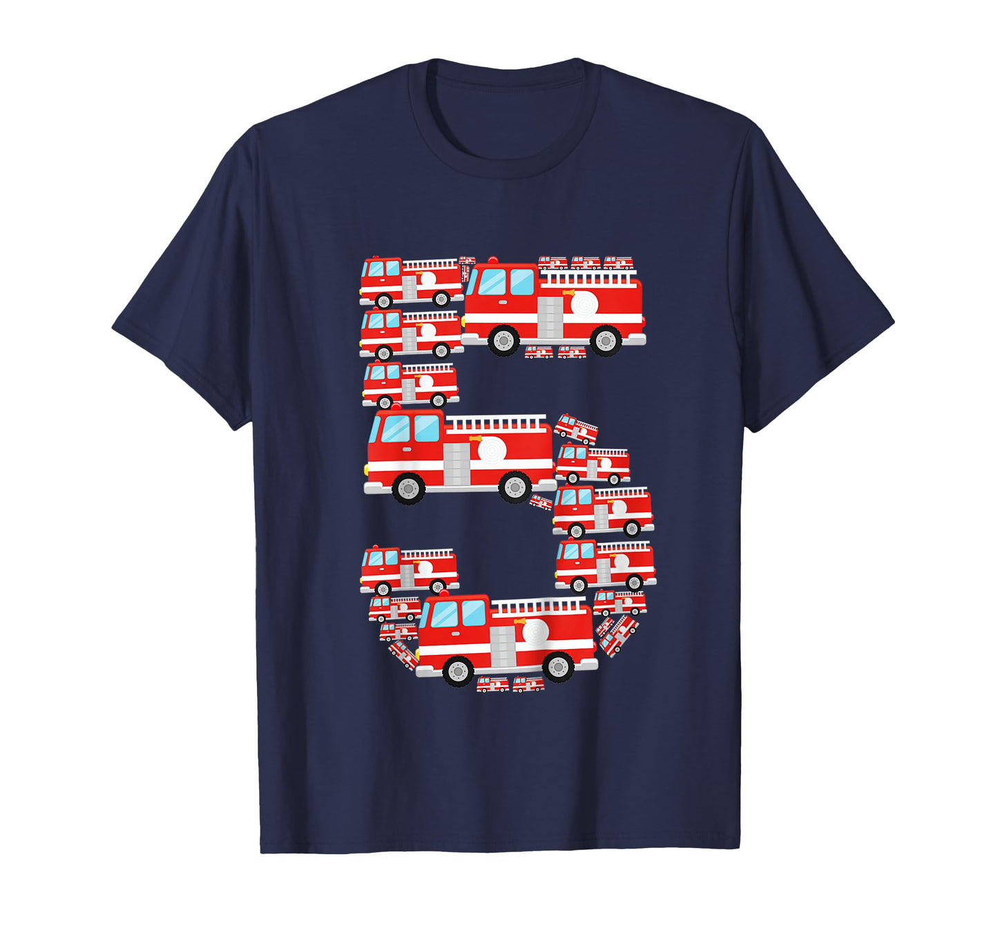 Kids Fire Truck 5th Birthday Boy 5 Year Old Toddler Firefighter T-Shirt
