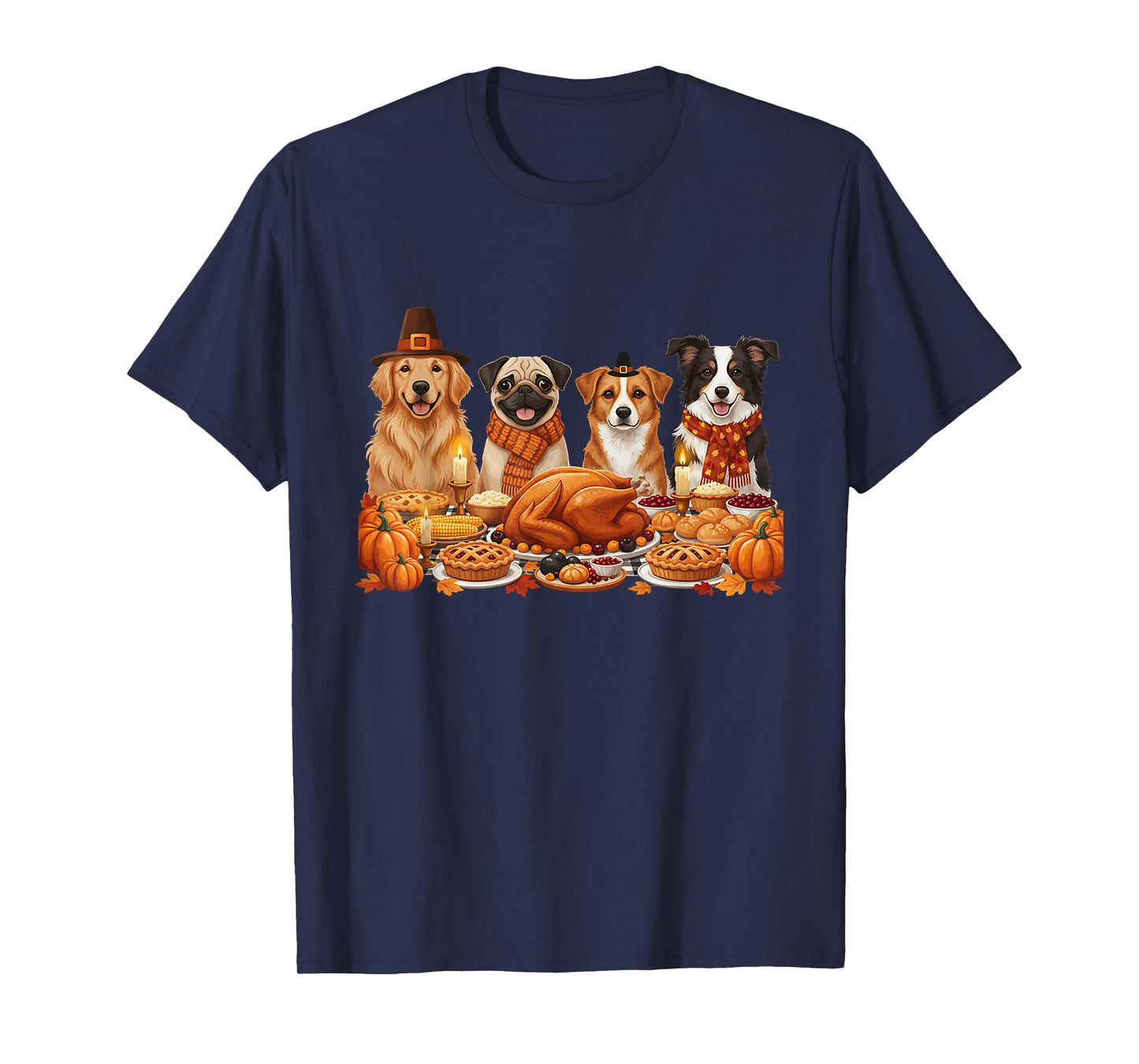Funny Thanksgiving Dogs Dinner Feast Fall Dog Lovers T-Shirt