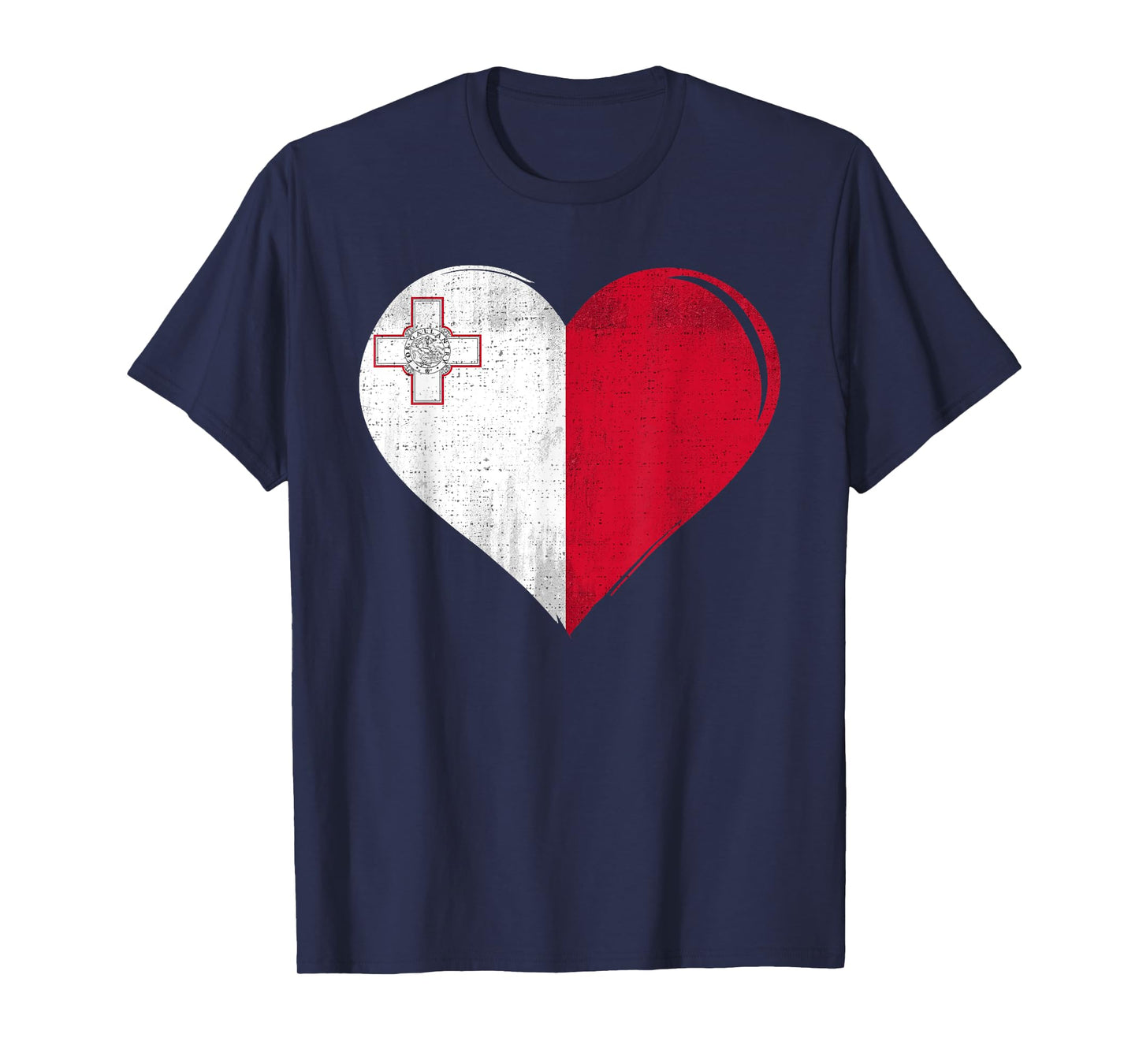 Vintage Malta Flag Heart For Maltese T-Shirt
