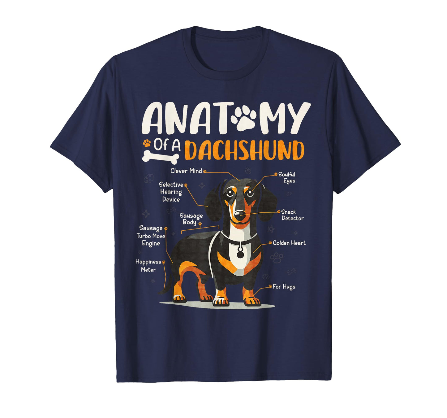 Vintage Anatomy Of A Dachshund Dog Funny Puppy Weiner Lover T-Shirt