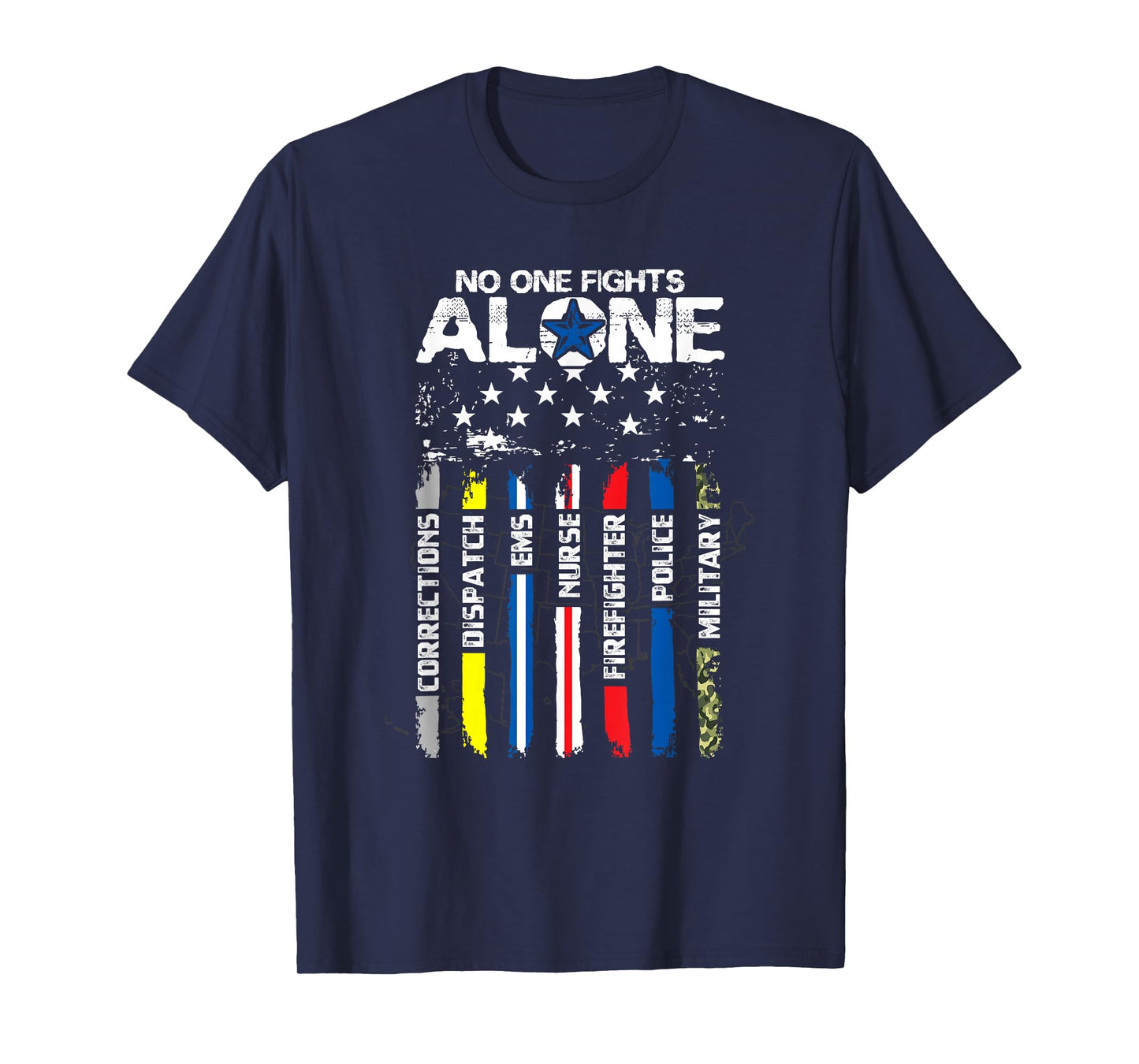 First Responders American Thin Line Police Fire Military EMS T-Shirt Small