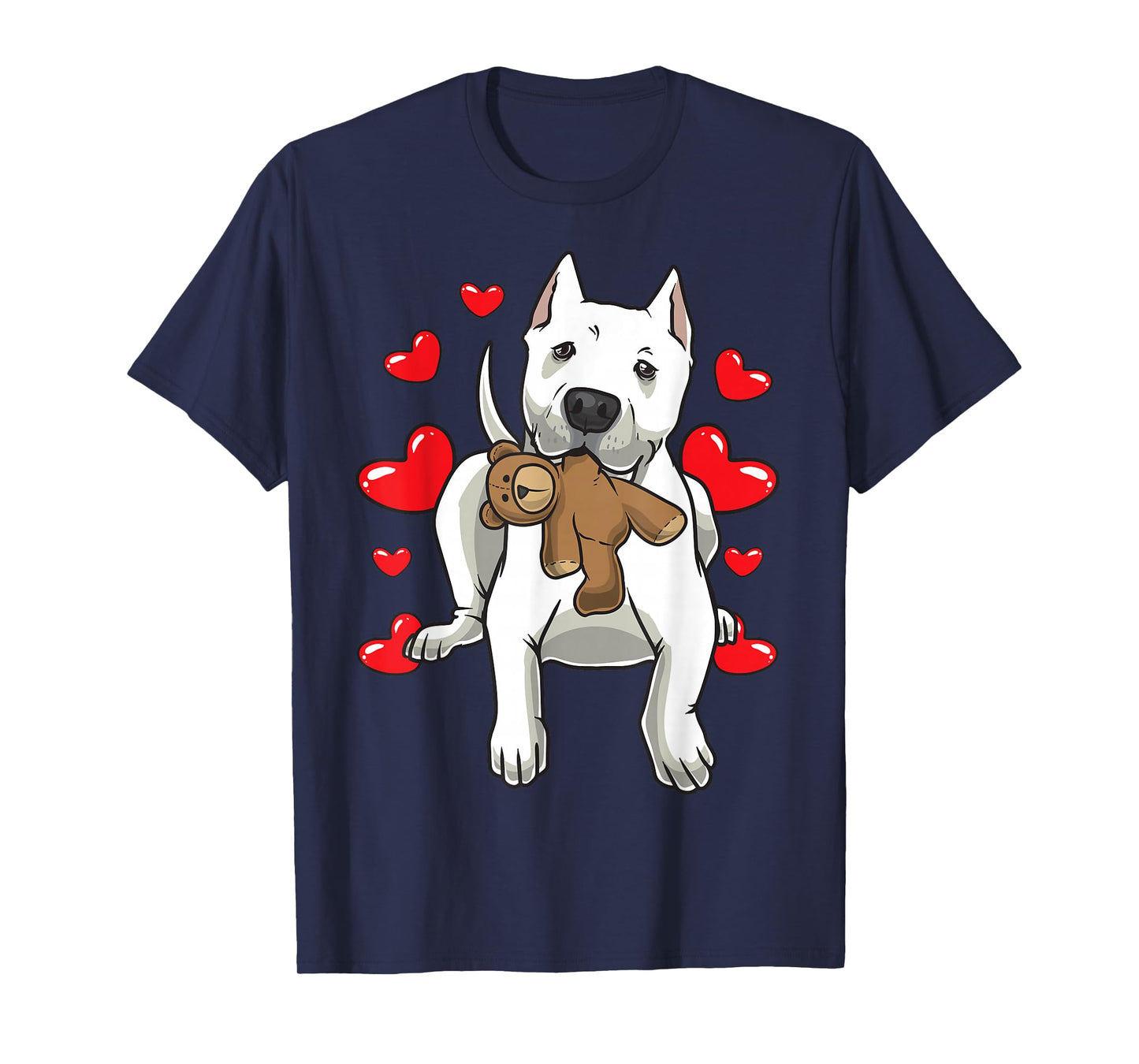 Dogo Argentino Dog With Stuffed Animal And Hearts T-Shirt