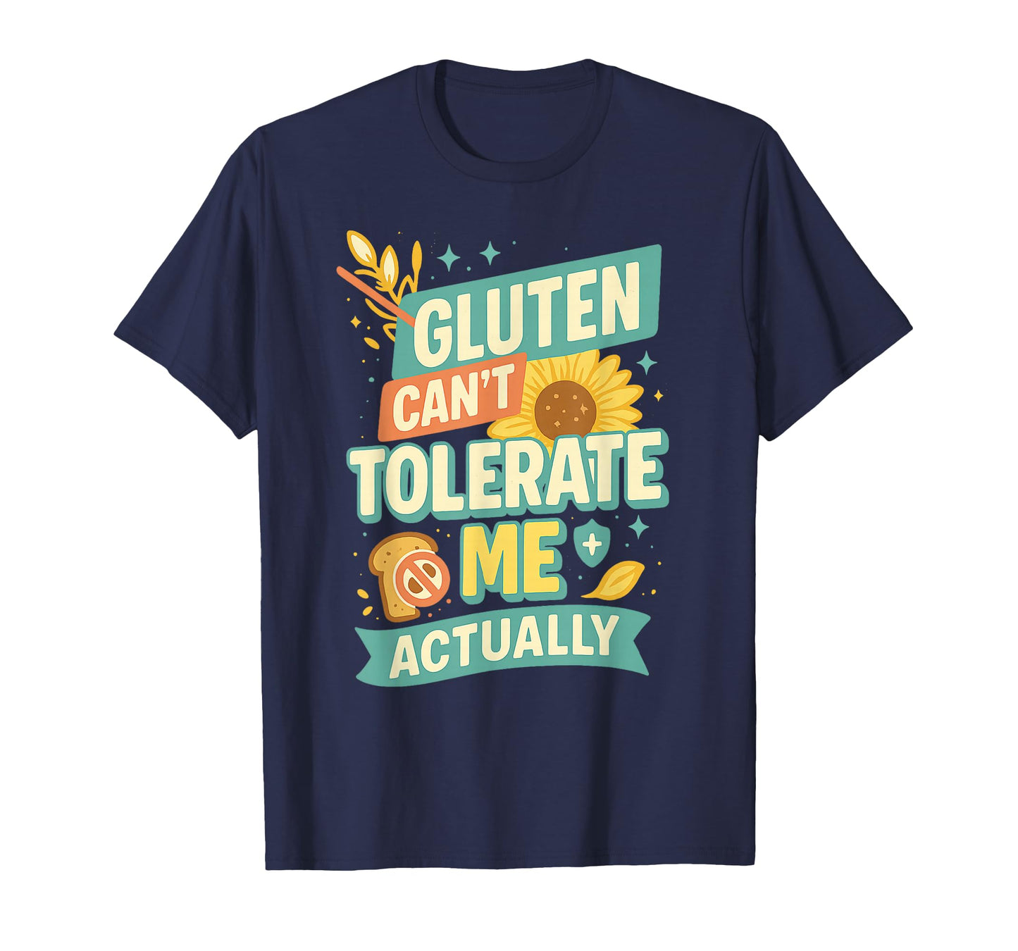 Funny Retro Vintage Groovy Gluten Can t Tolerate Me Actually T-Shirt
