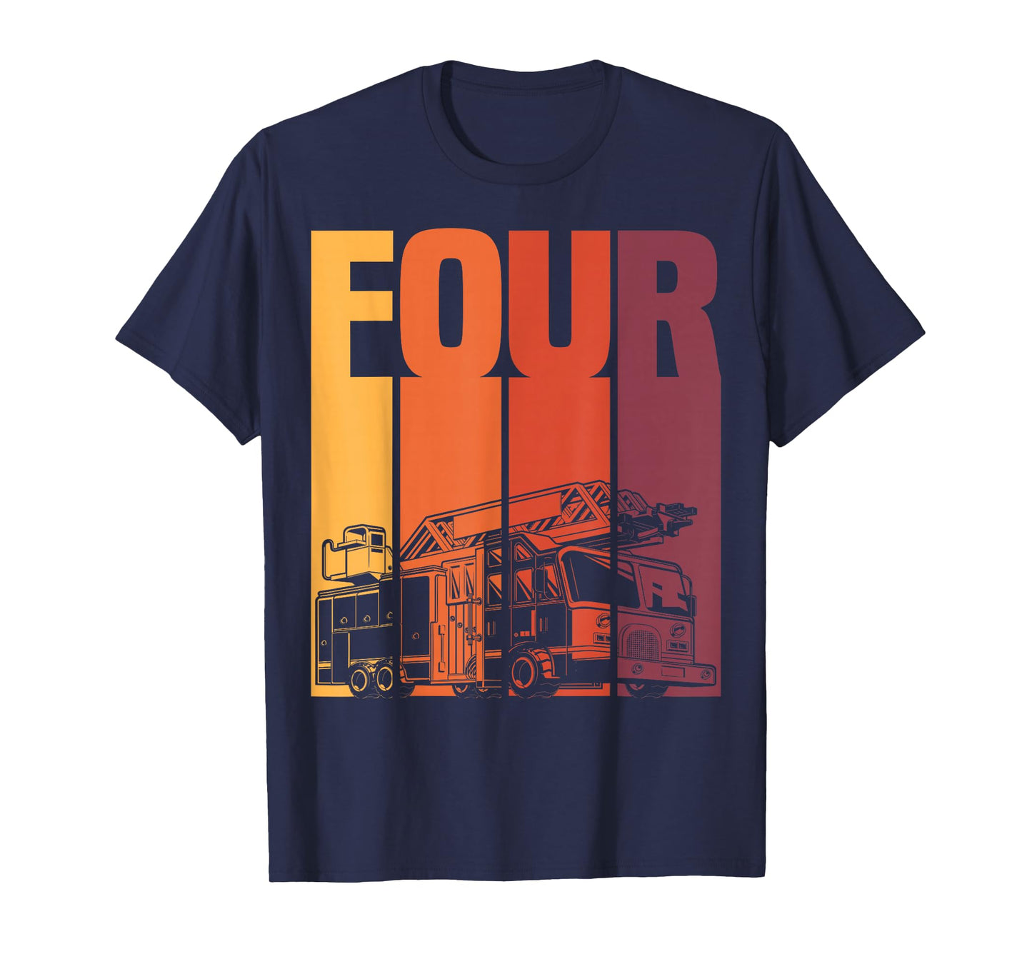 4 Year Old Firefighter Kids Fire Truck 4th Birthday Boy T-Shirt