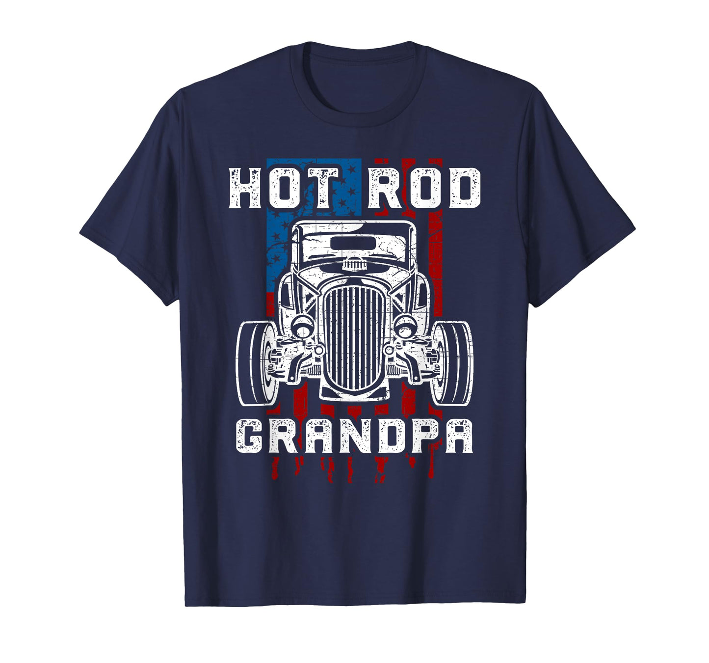 Hot Rod Grandpa Shirt Vintage Car American Flag Tee Women Men T-Shirt