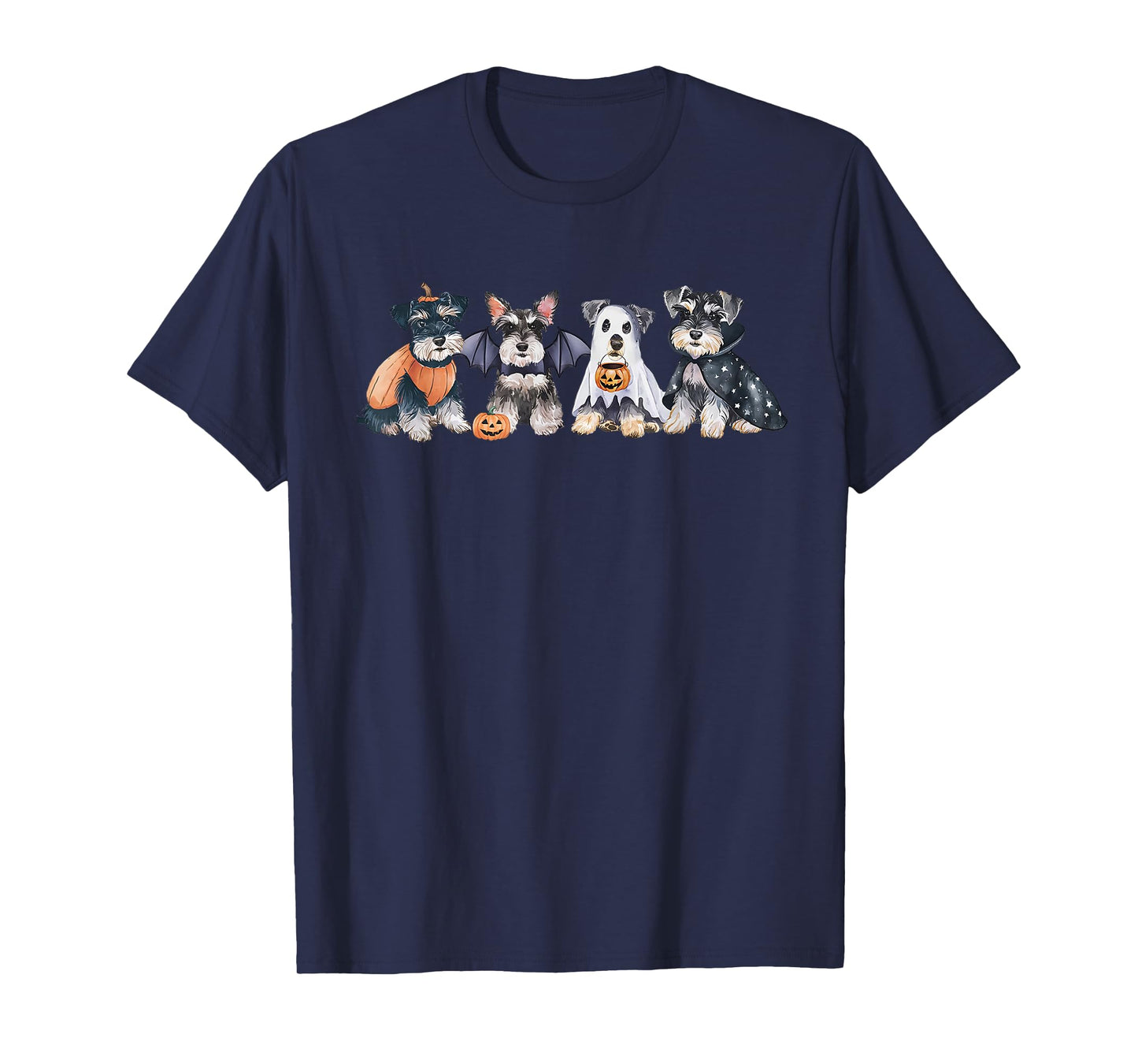 Cute Ghost Witch Miniature Schnauzer Halloween Dog Lover T-Shirt