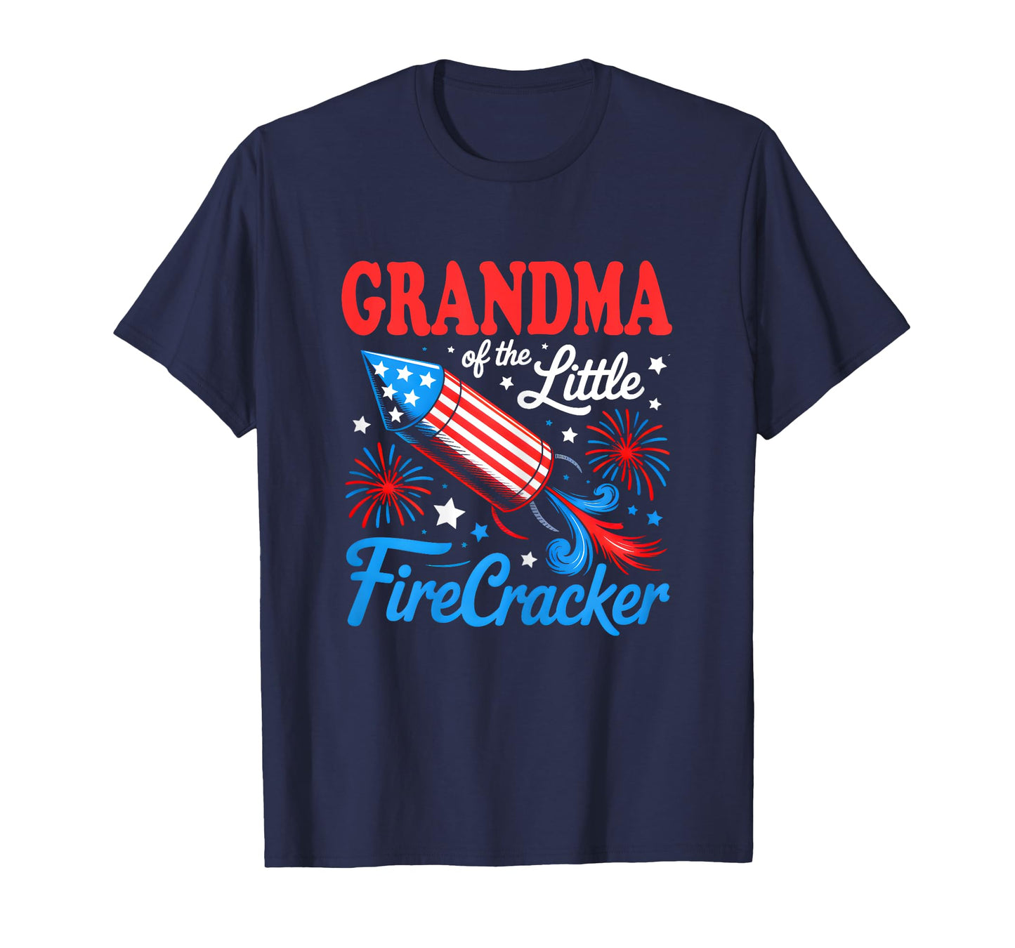 Grandma Of The Little Firecracker 4th of July Birthday Party T-Shirt