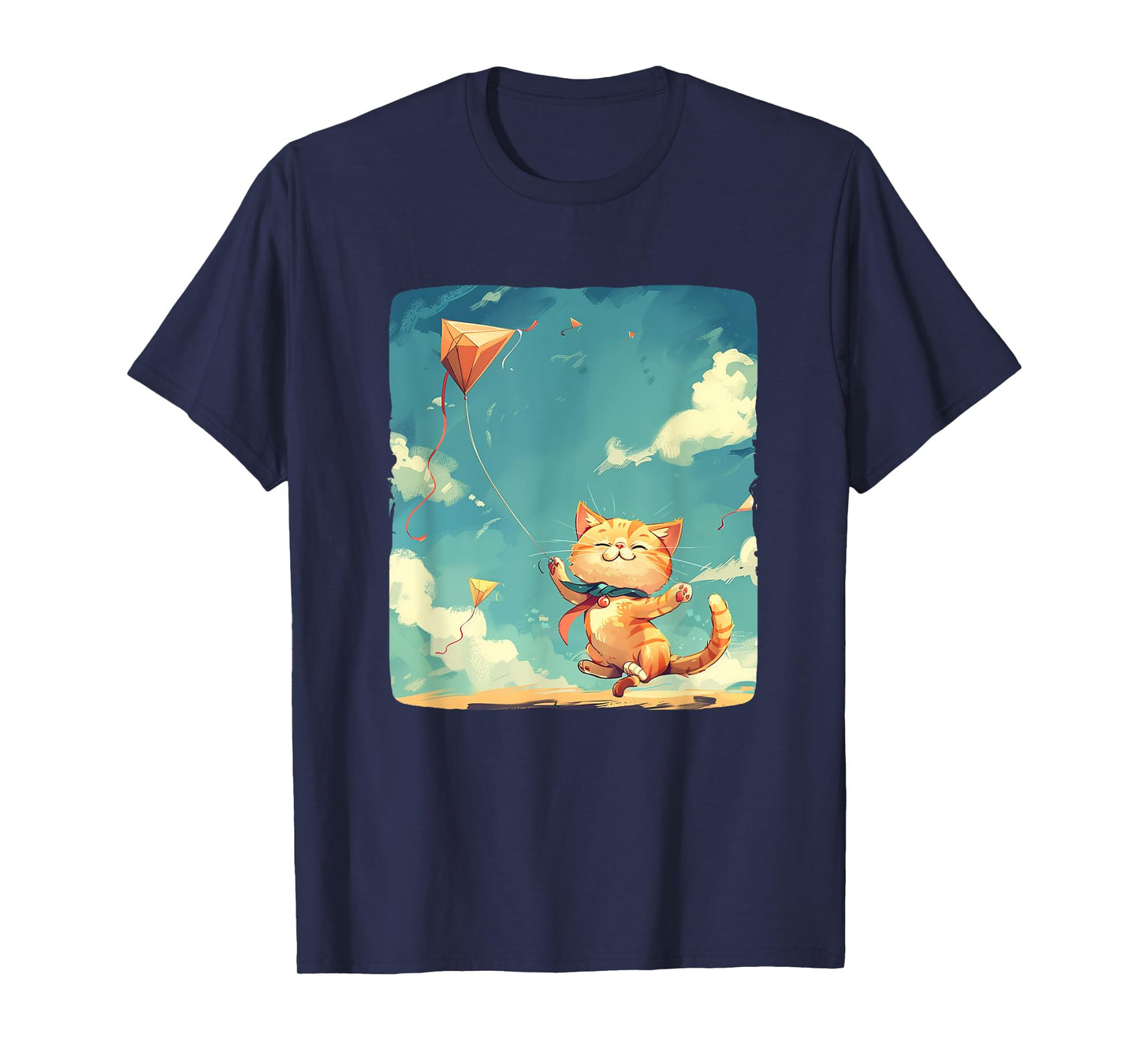 Cat Flies Kites Emblem for a Joyful Flight T-Shirt