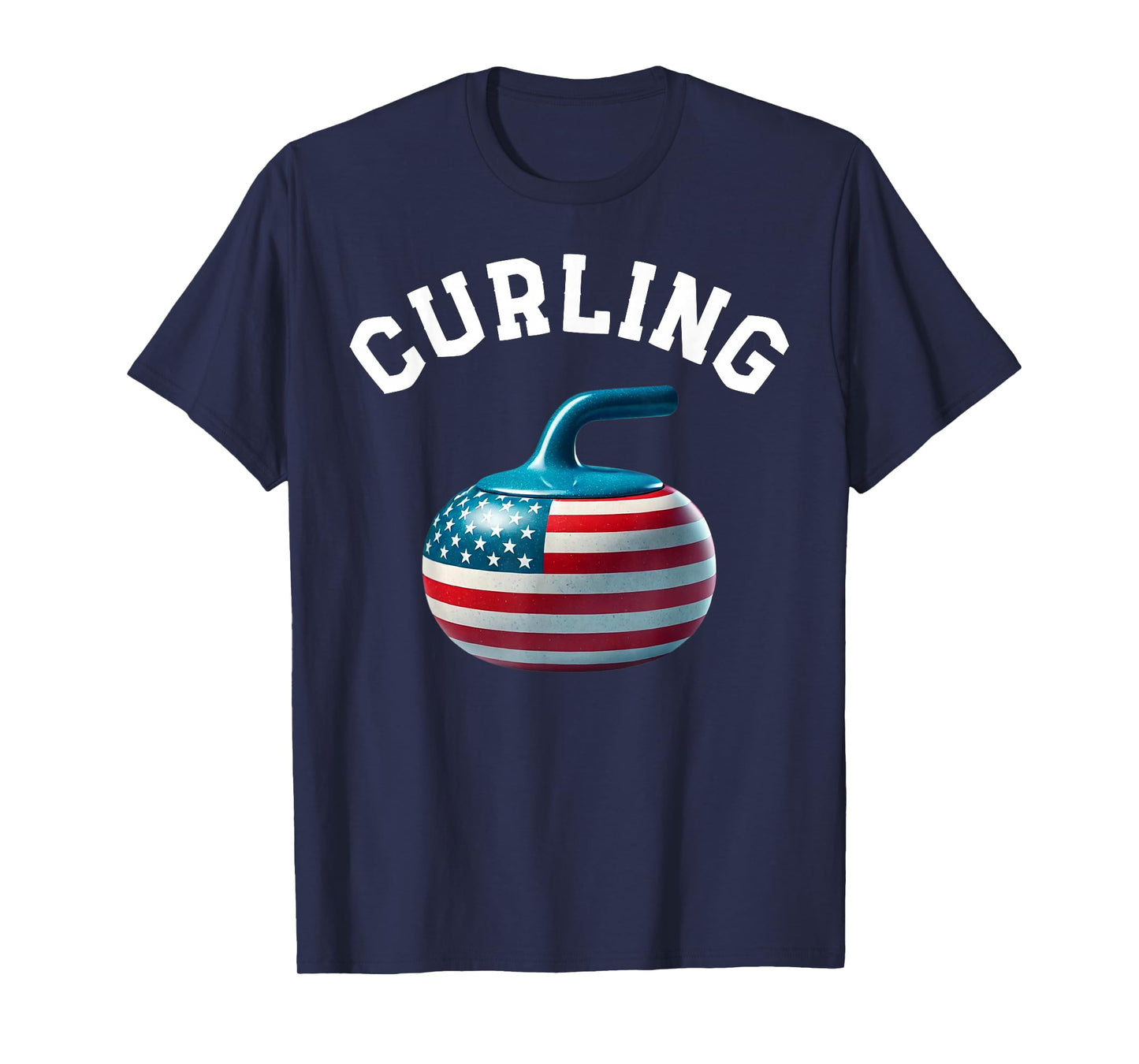 American Flag Curling USA 4th of July Man Woman T-Shirt T-Shirt