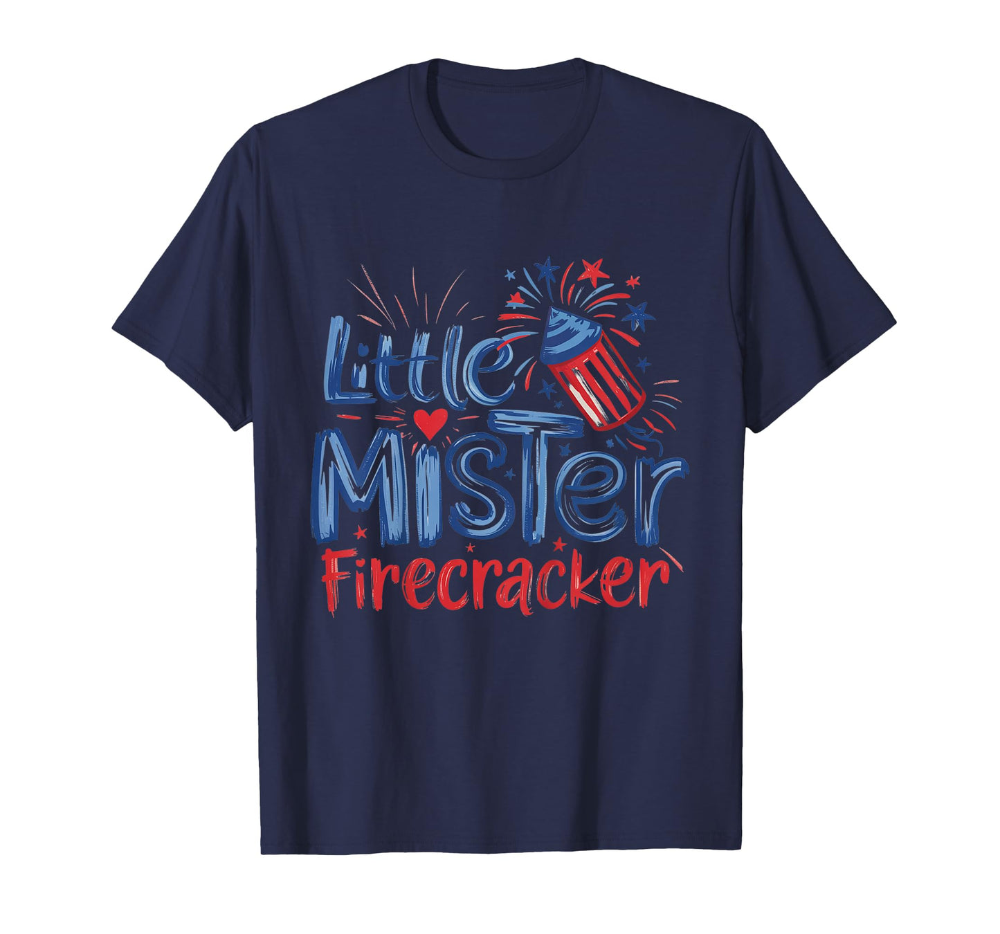 Kids Little Mister Firecracker 4th July Kid Toddler American Boy T-Shirt
