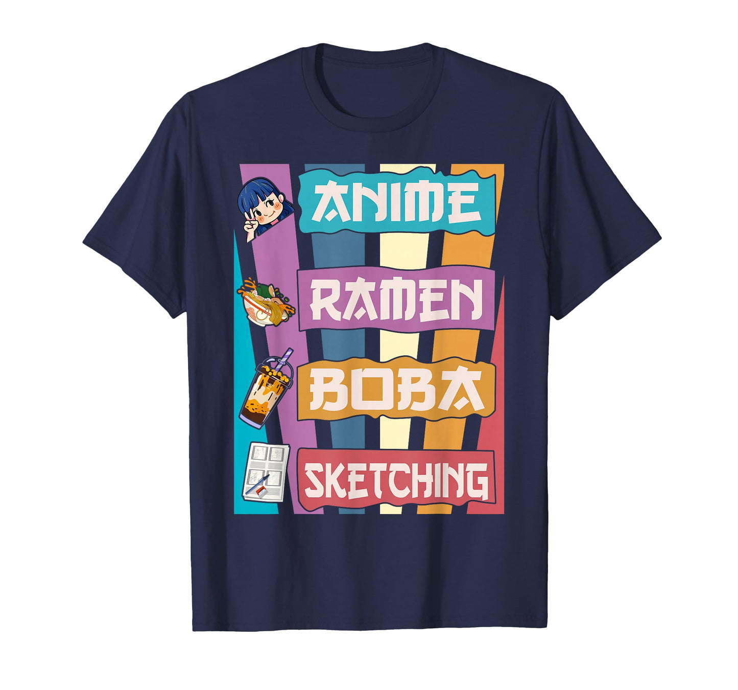 Anime Ramen Boba Sketching Kawaii Anime Lover Merch Gift T-Shirt