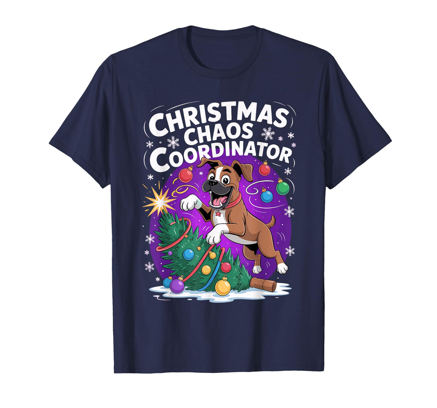 Christmas Chaos Coordinator Xmas Puppy Funny Christmas Boxer T-Shirt