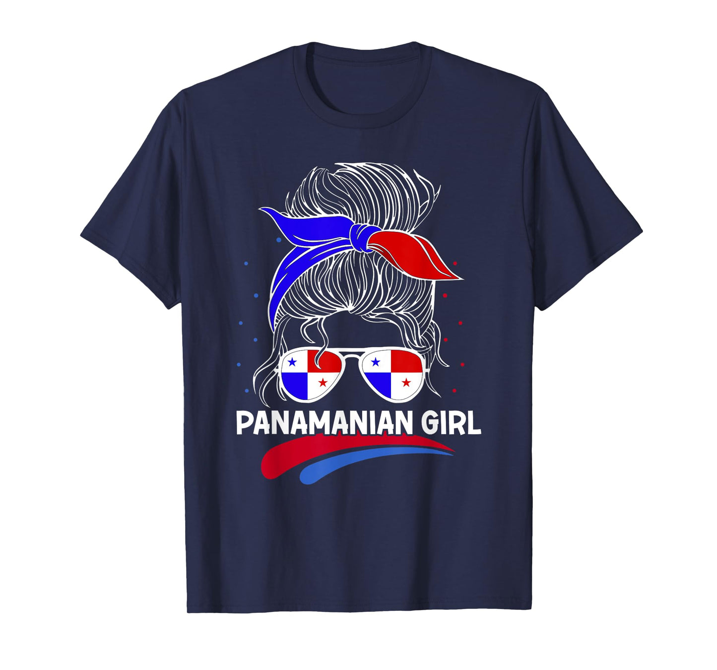 Panama Women Panamanian Flag With Messy Bun National Colors T-Shirt