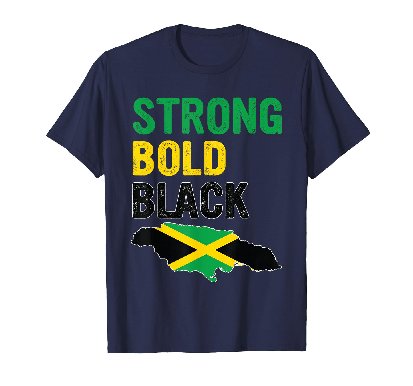 Jamaica Independence Day Strong Bold Black Jamaican Flag T-Shirt