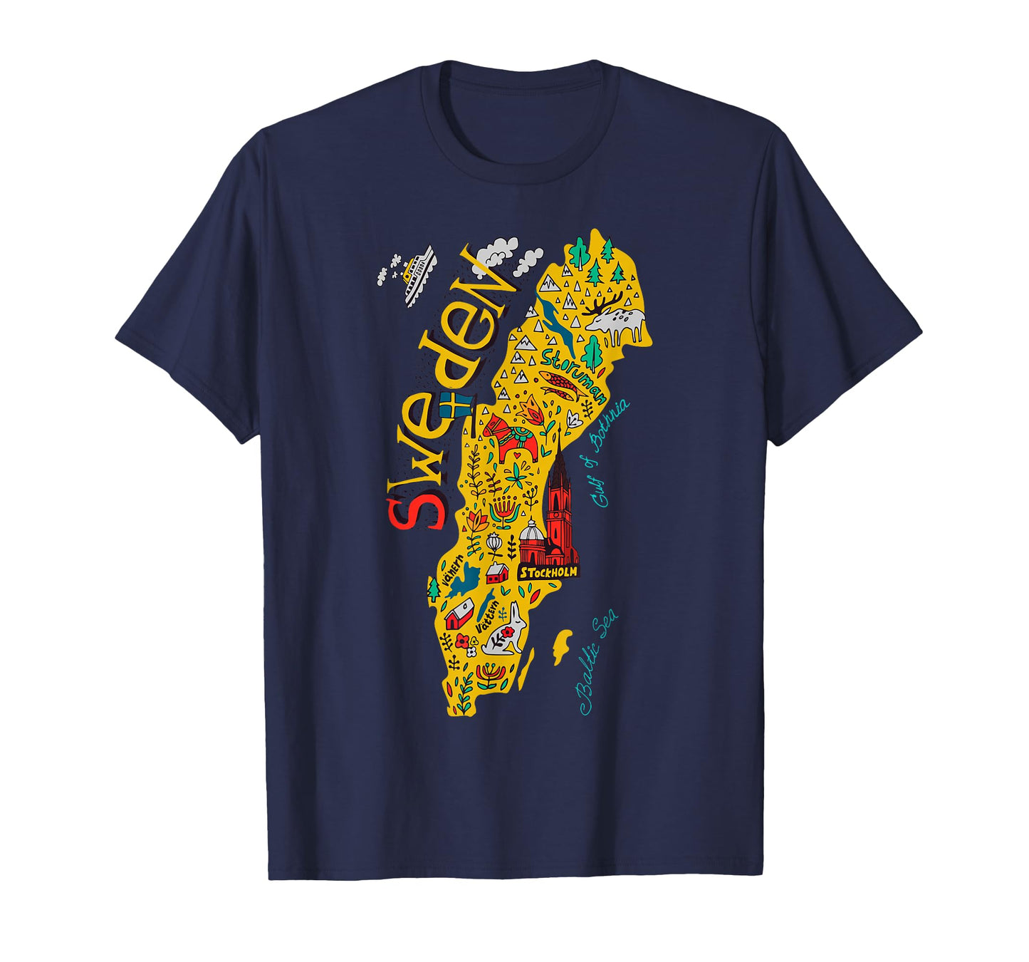 Travel Europe Sweden Map Stockholm Swedish Family Vacation T-Shirt