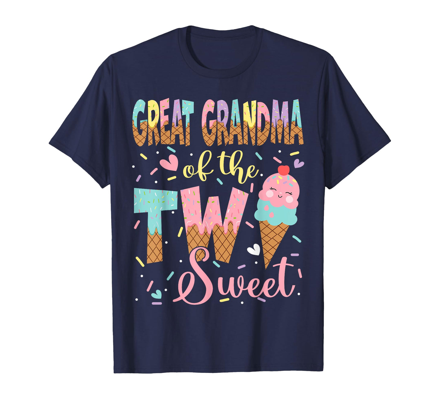Great Grandma Of The Two Sweet 2Nd Birthday Girl Ice Cream T-Shirt