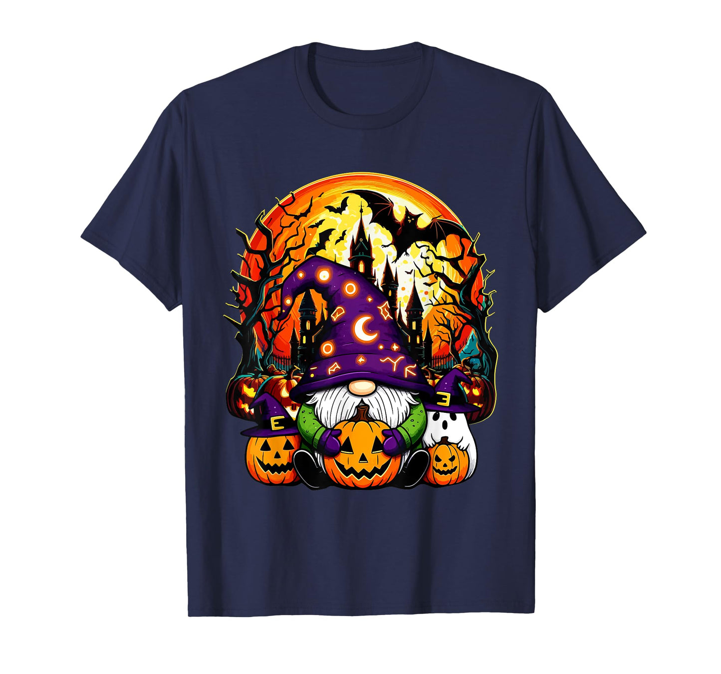 Halloween Gnome Cosplay Witch Boo Ghosts Carved Pumpkins T-Shirt