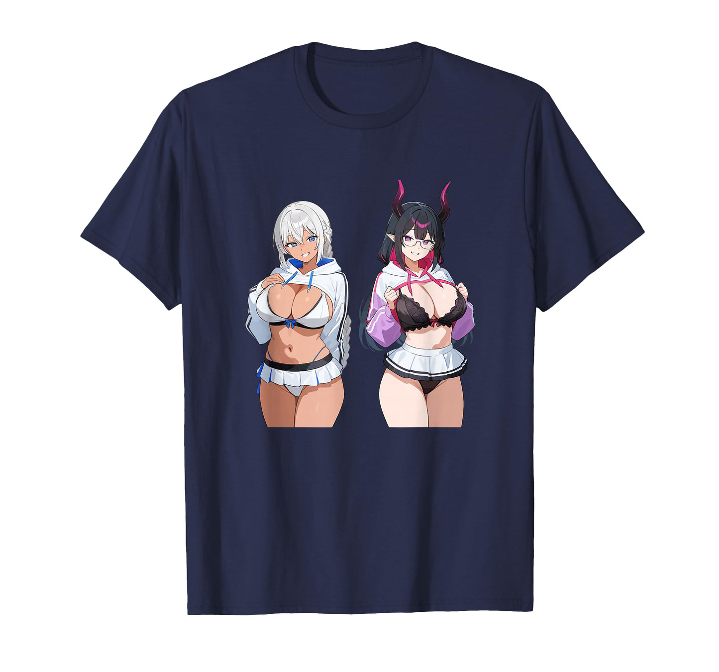 Waifu Sexy Anime Girl Horns Mini Skirt Japanese Retro Art T-Shirt